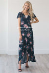 The Alessandra Modest Dresses vendor-unknown Navy Floral S