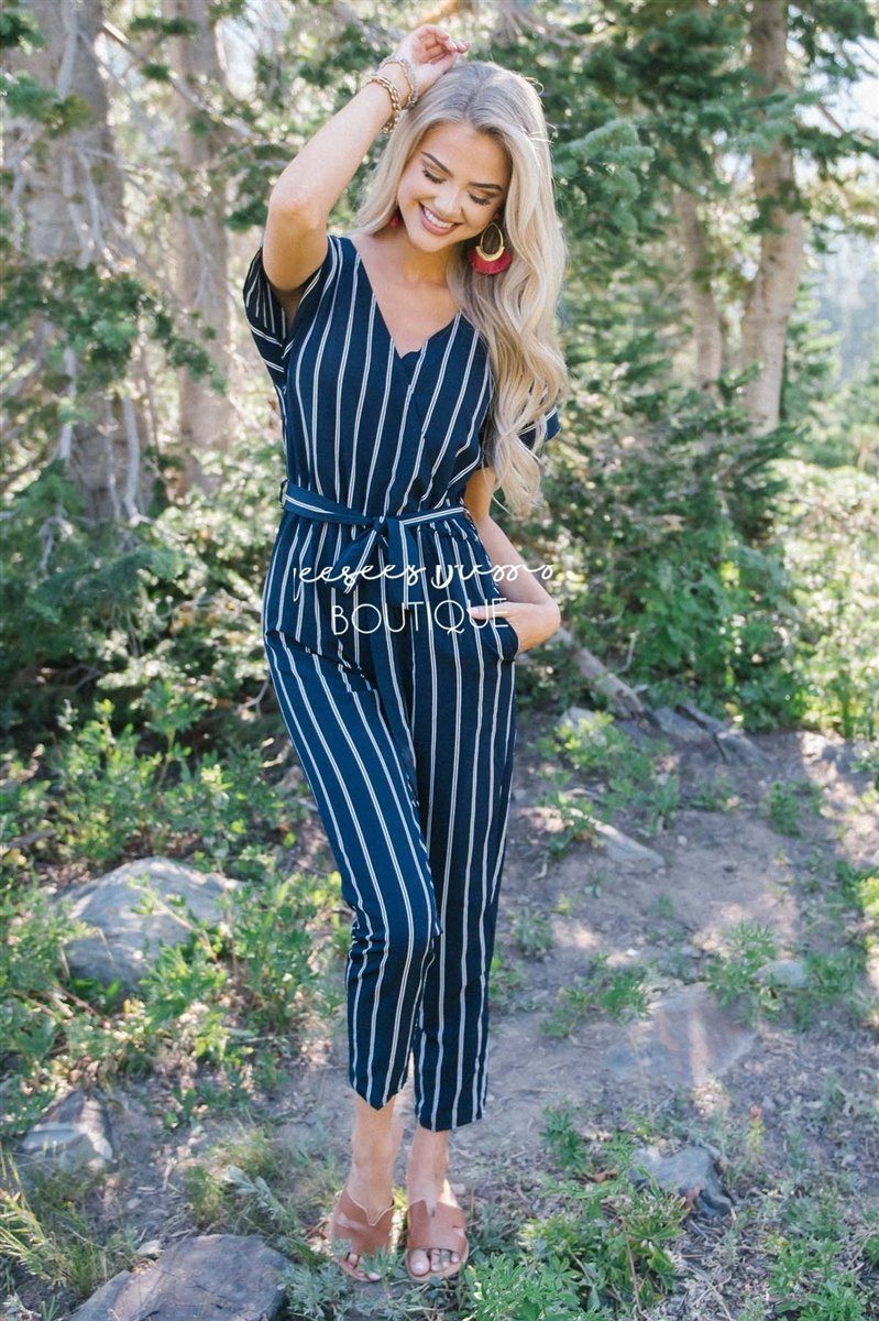 The Jacque Striped Jumpsuit Modest Dresses vendor-unknown