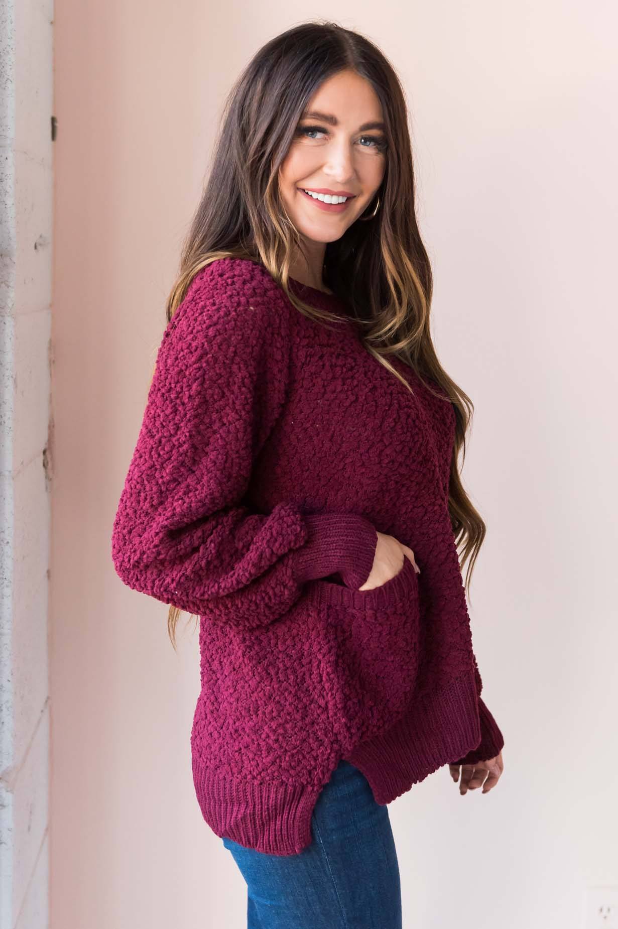 Chill Cutie Modest Popcorn Knit Sweater Modest Dresses vendor-unknown
