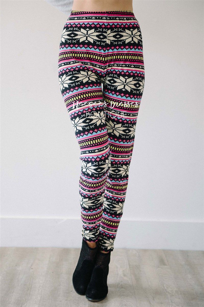 Pink Fair Aisle Christmas Leggings Accessories & Shoes vendor-unknown