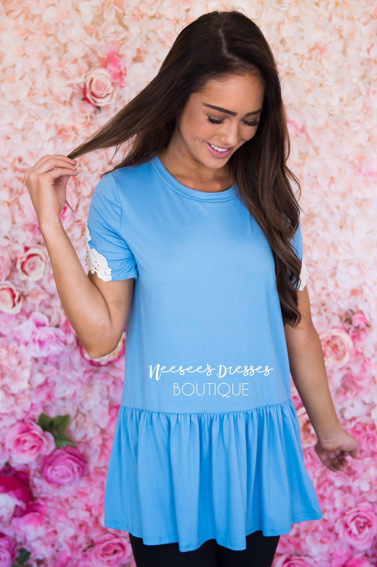 Be Bold Crochet Sleeve Top Modest Dresses vendor-unknown