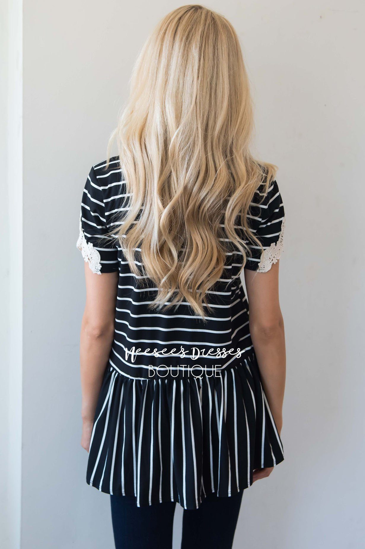 Be Bold Crochet Sleeve Top Modest Dresses vendor-unknown