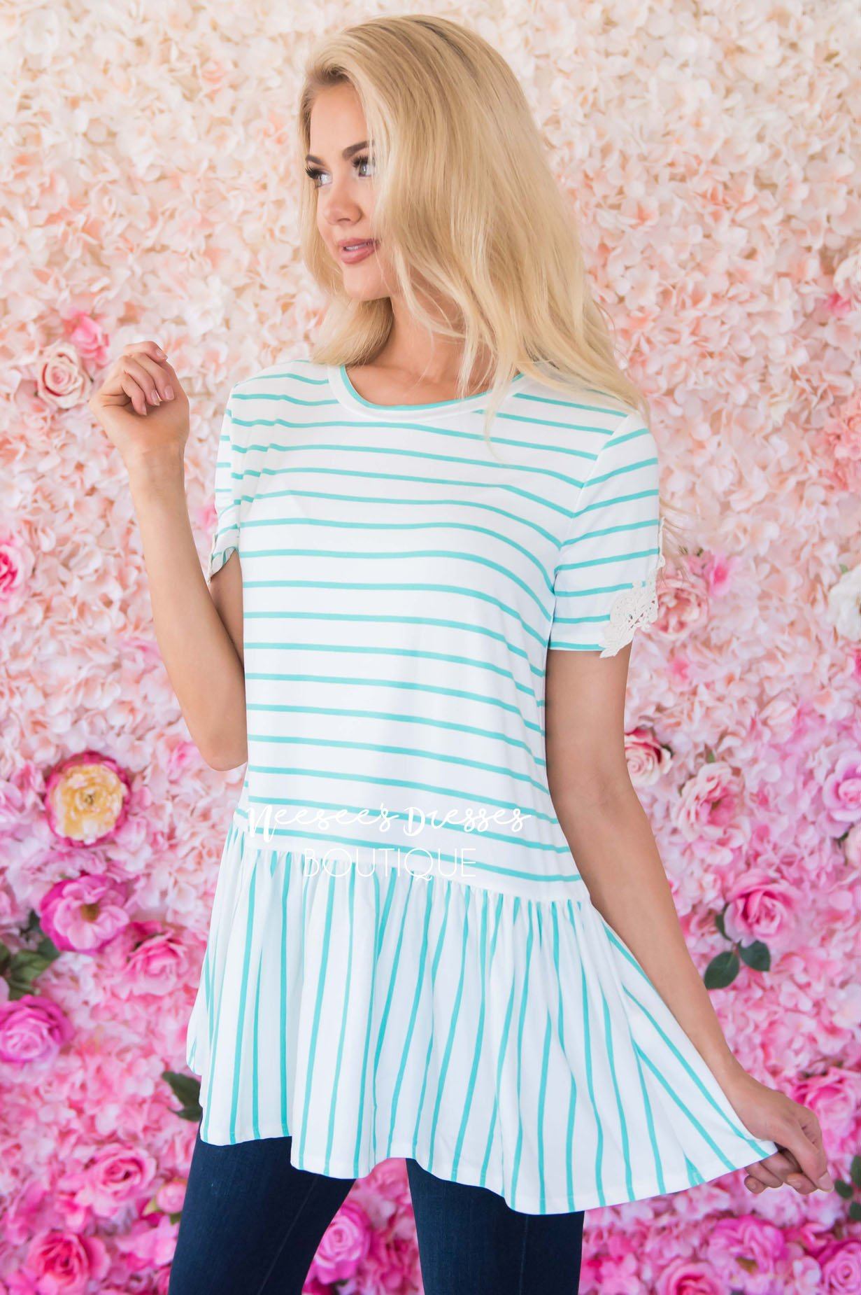 Be Bold Crochet Sleeve Top Modest Dresses vendor-unknown