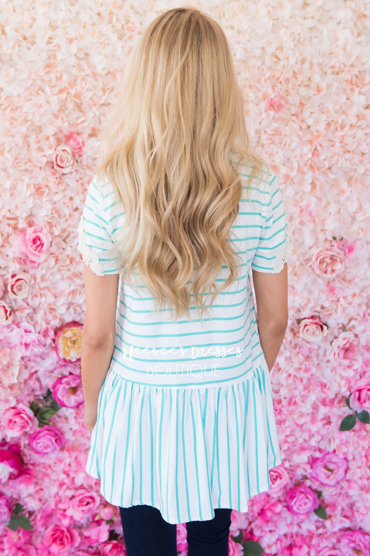 Be Bold Crochet Sleeve Top Modest Dresses vendor-unknown