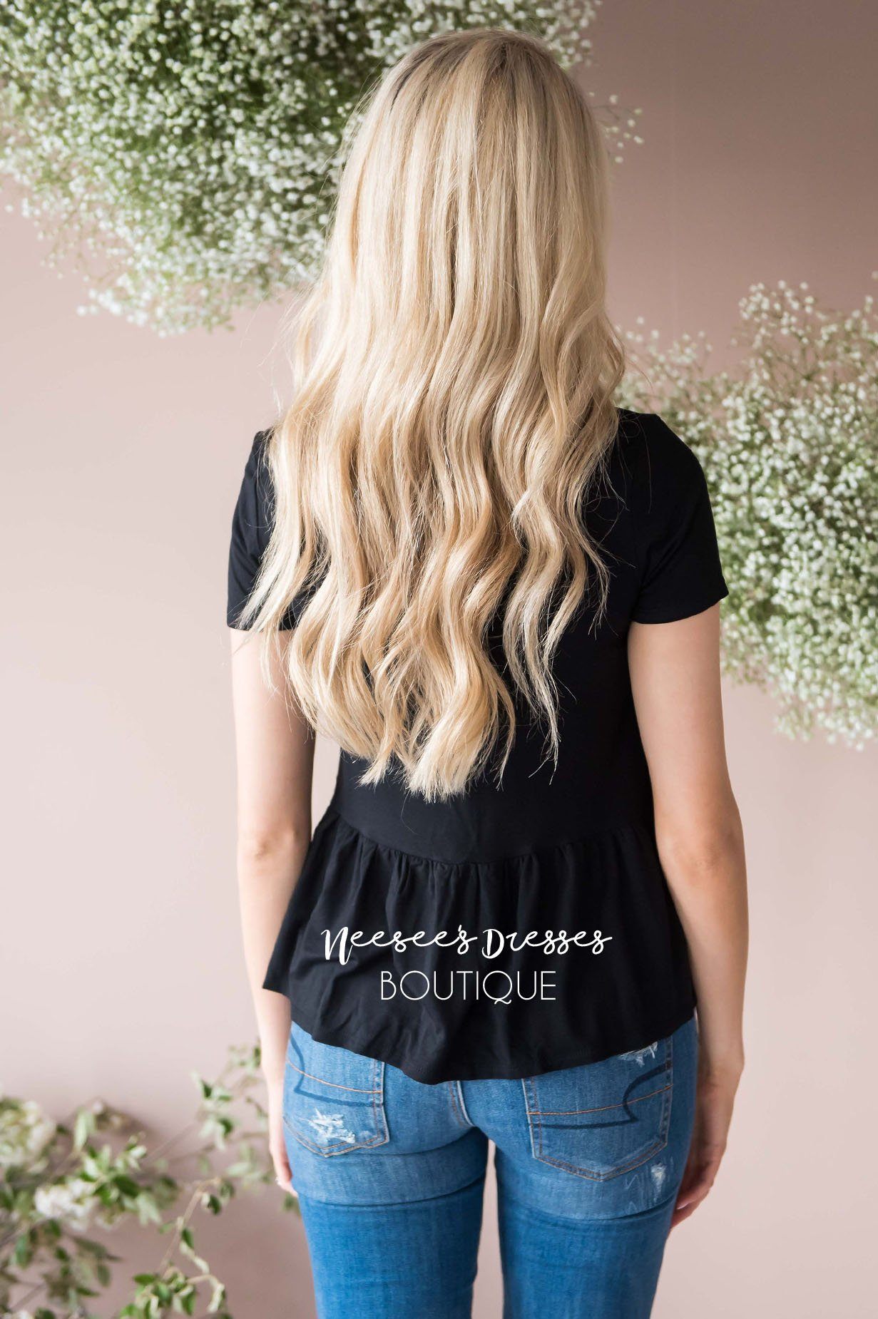 Brunch Date Peplum Top Modest Dresses vendor-unknown