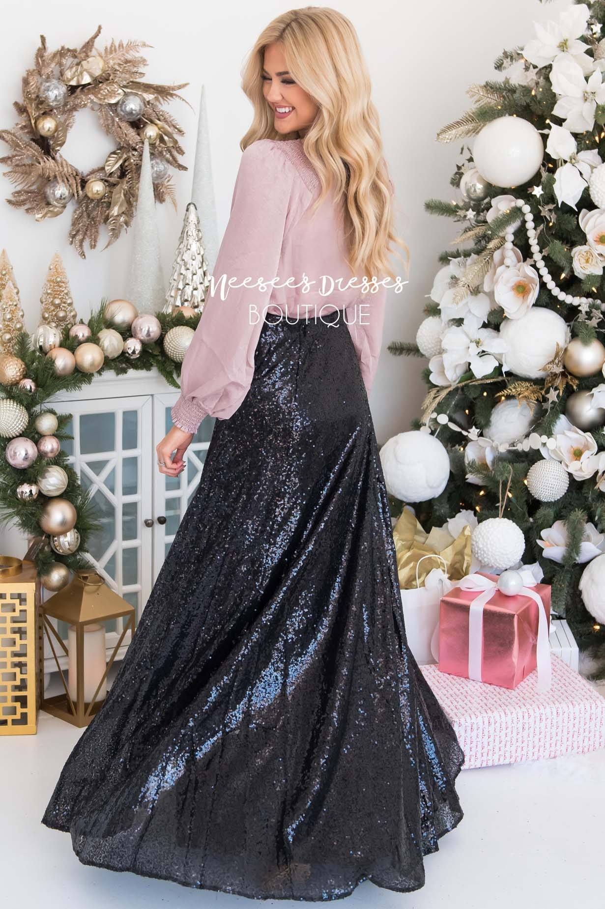Stunning Sequin Maxi Skirt Modest Dresses vendor-unknown