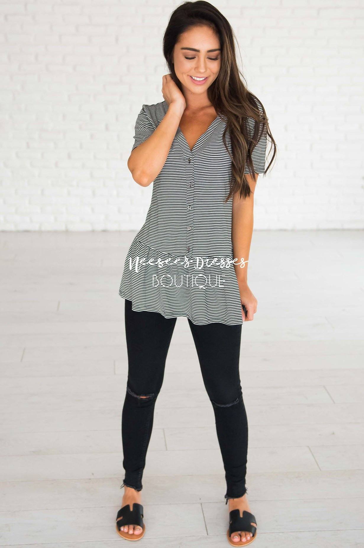 Never Stop Looking Up Peplum Top Modest Dresses vendor-unknown