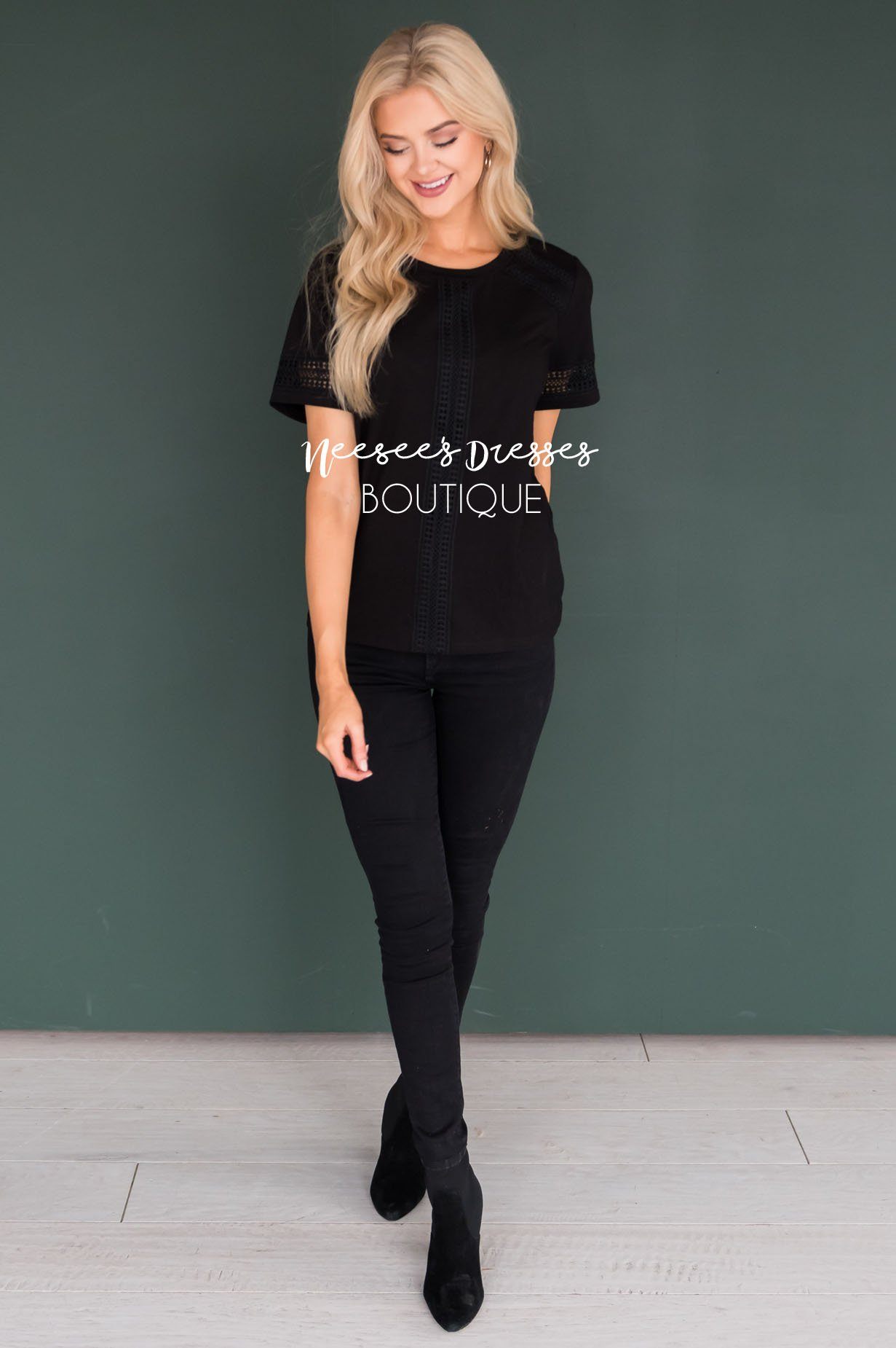 Charming Crochet Detail Blouse Tops vendor-unknown