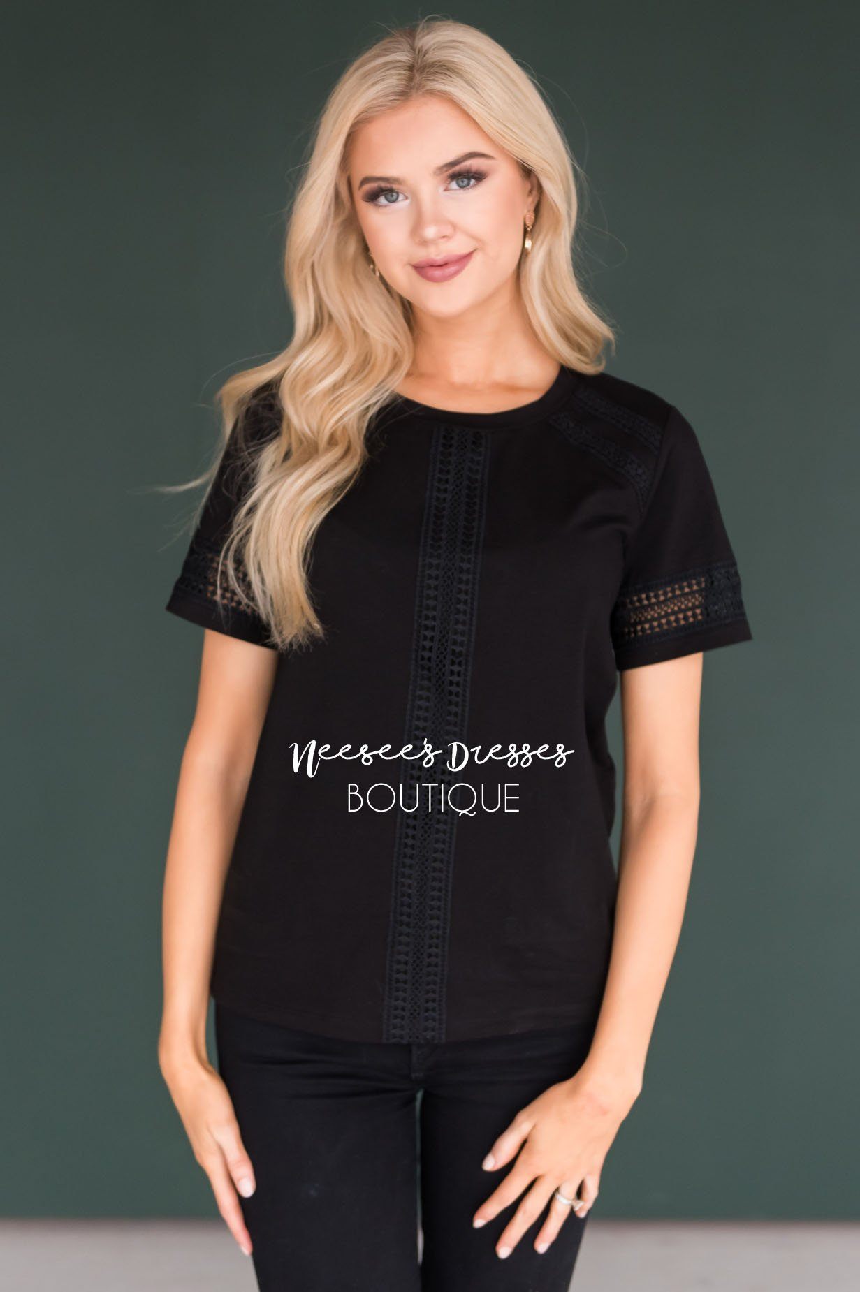 Charming Crochet Detail Blouse Tops vendor-unknown