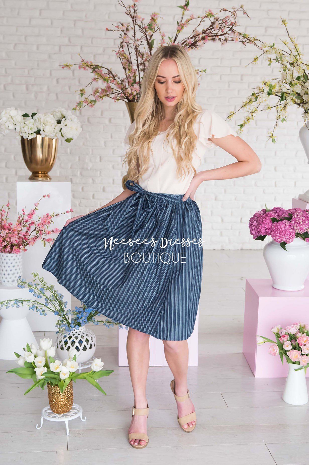 Be Humble Tie Waist Skirt Modest Dresses vendor-unknown
