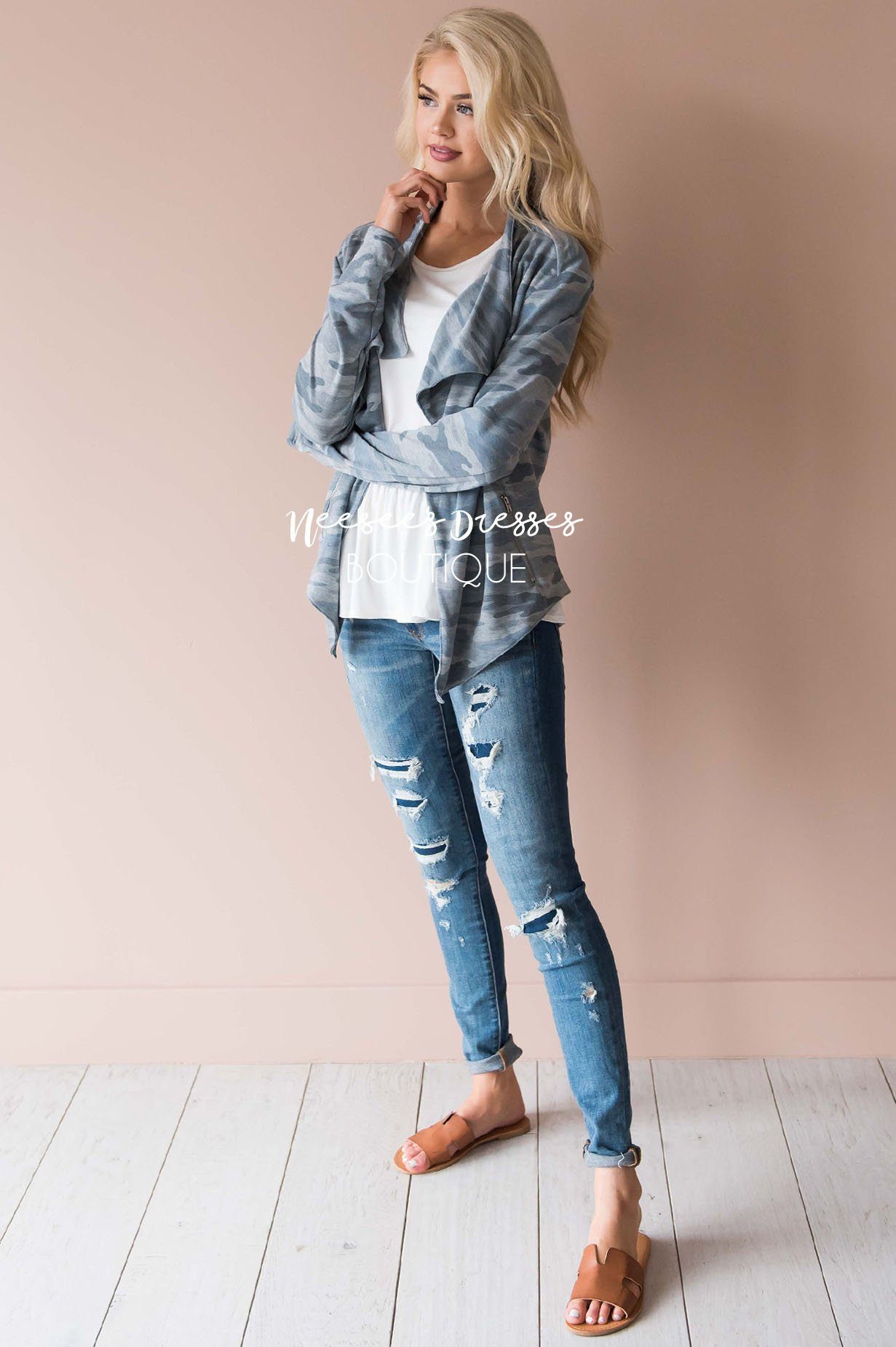 Through The Woods Camo Jacket Modest Dresses vendor-unknown