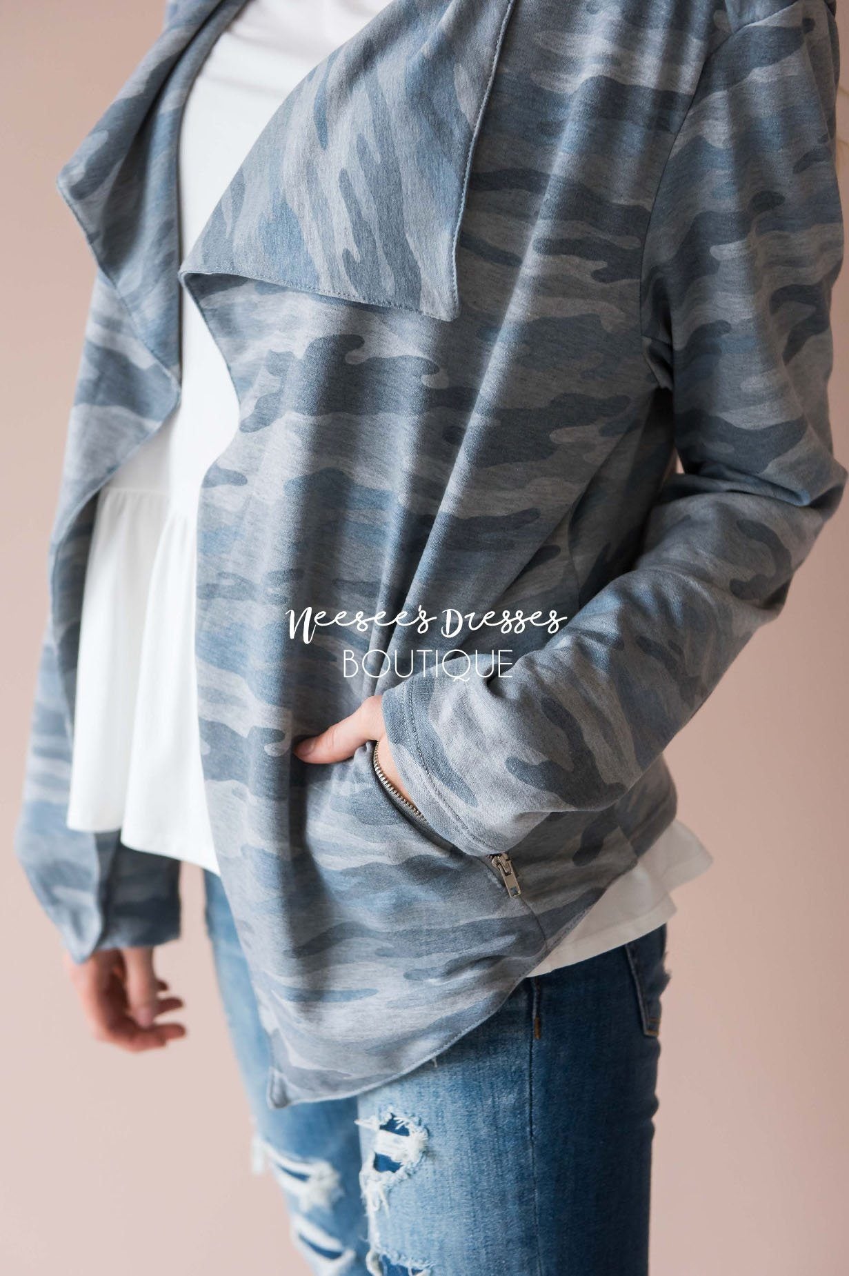 Through The Woods Camo Jacket Modest Dresses vendor-unknown