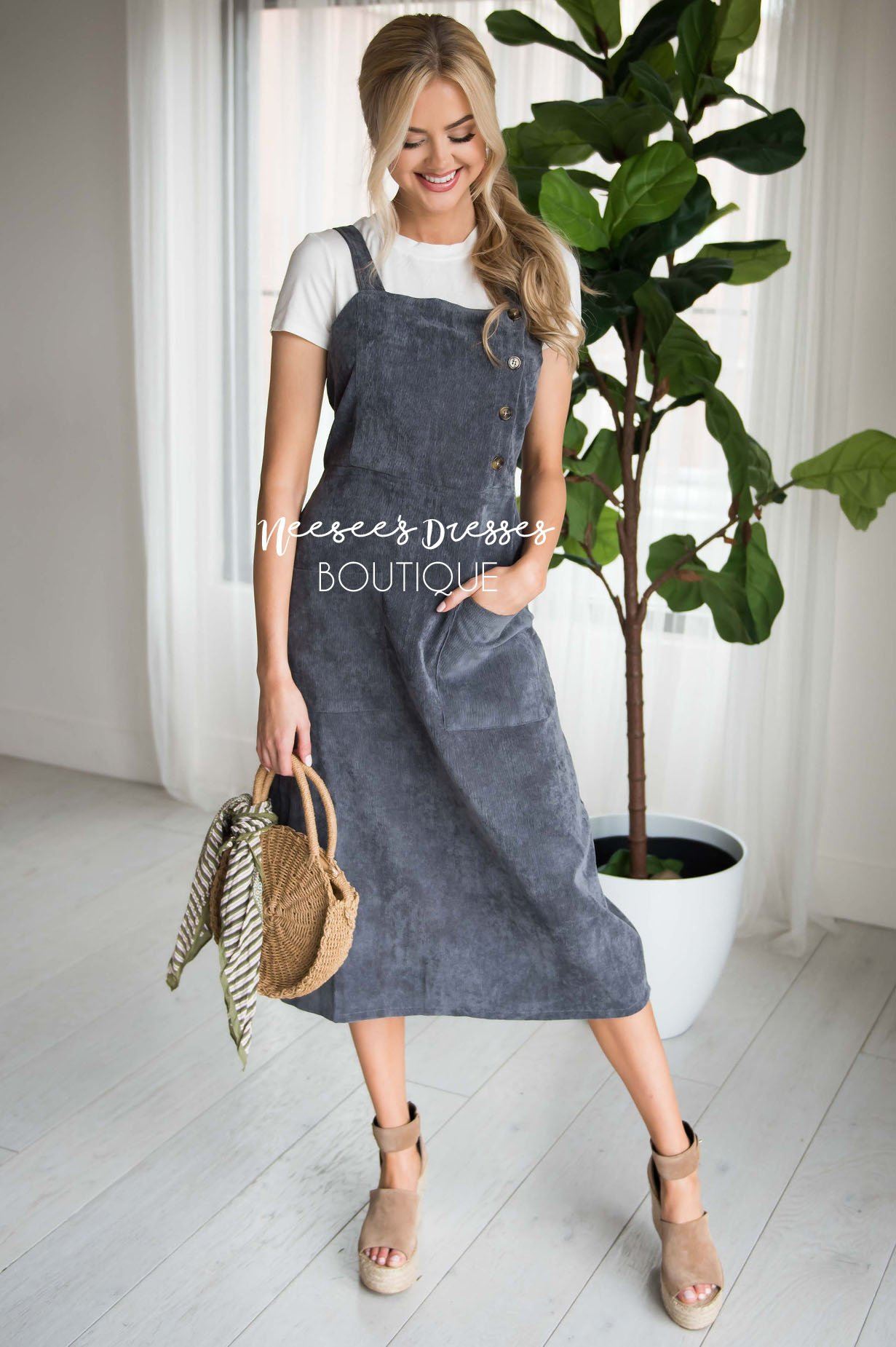The Lennon Corduroy Overall Dress Modest Dresses vendor-unknown