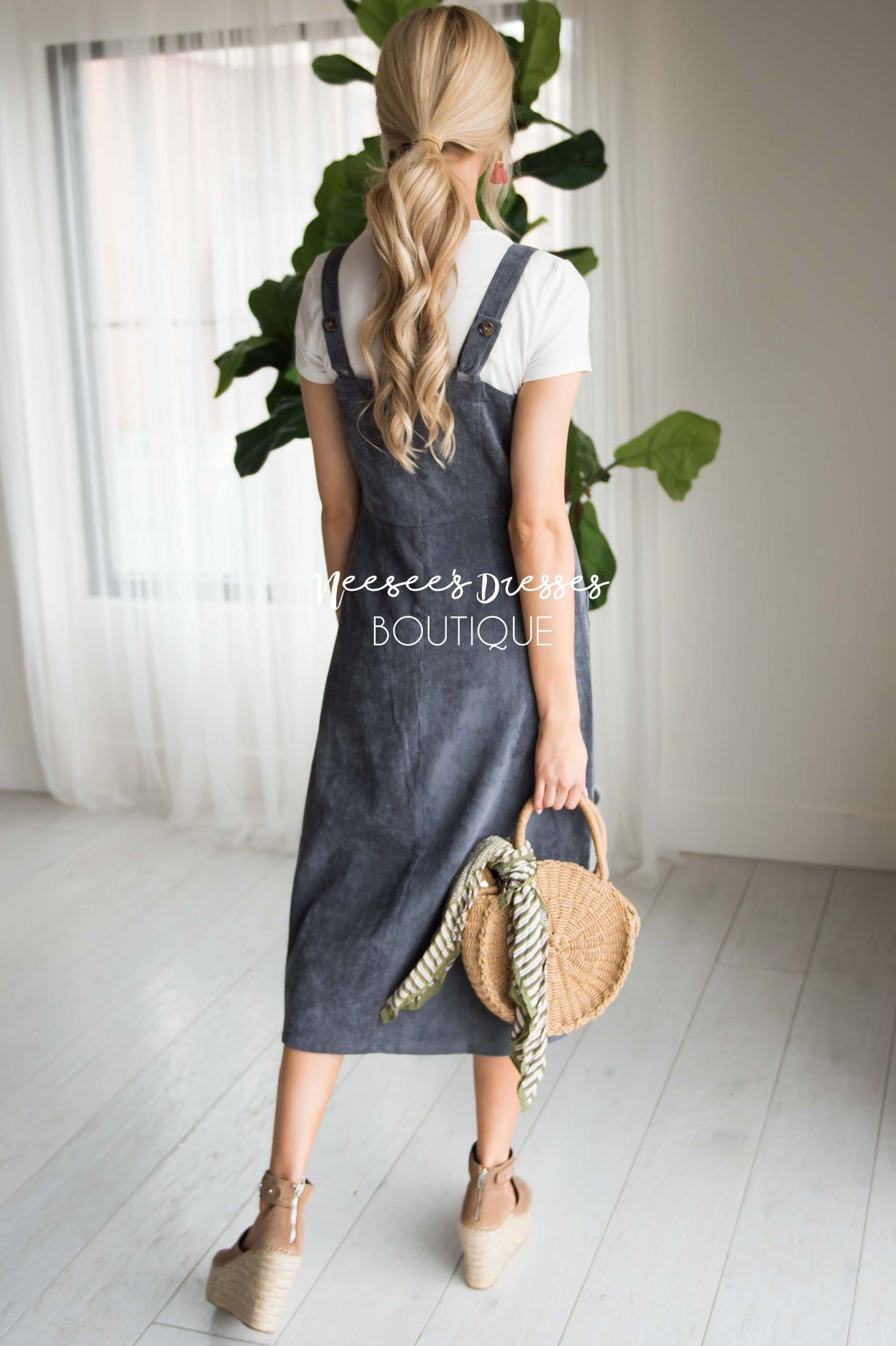 The Lennon Corduroy Overall Dress Modest Dresses vendor-unknown