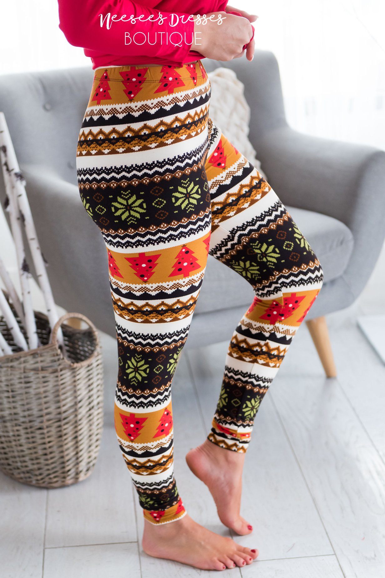 Christmas Trees & Snowflakes Christmas Leggings Accessories & Shoes vendor-unknown