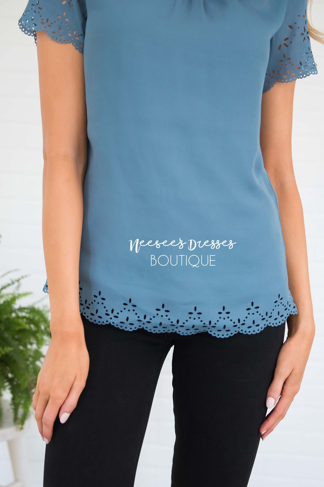 Living In The Moment Eyelet Blouse Modest Dresses vendor-unknown