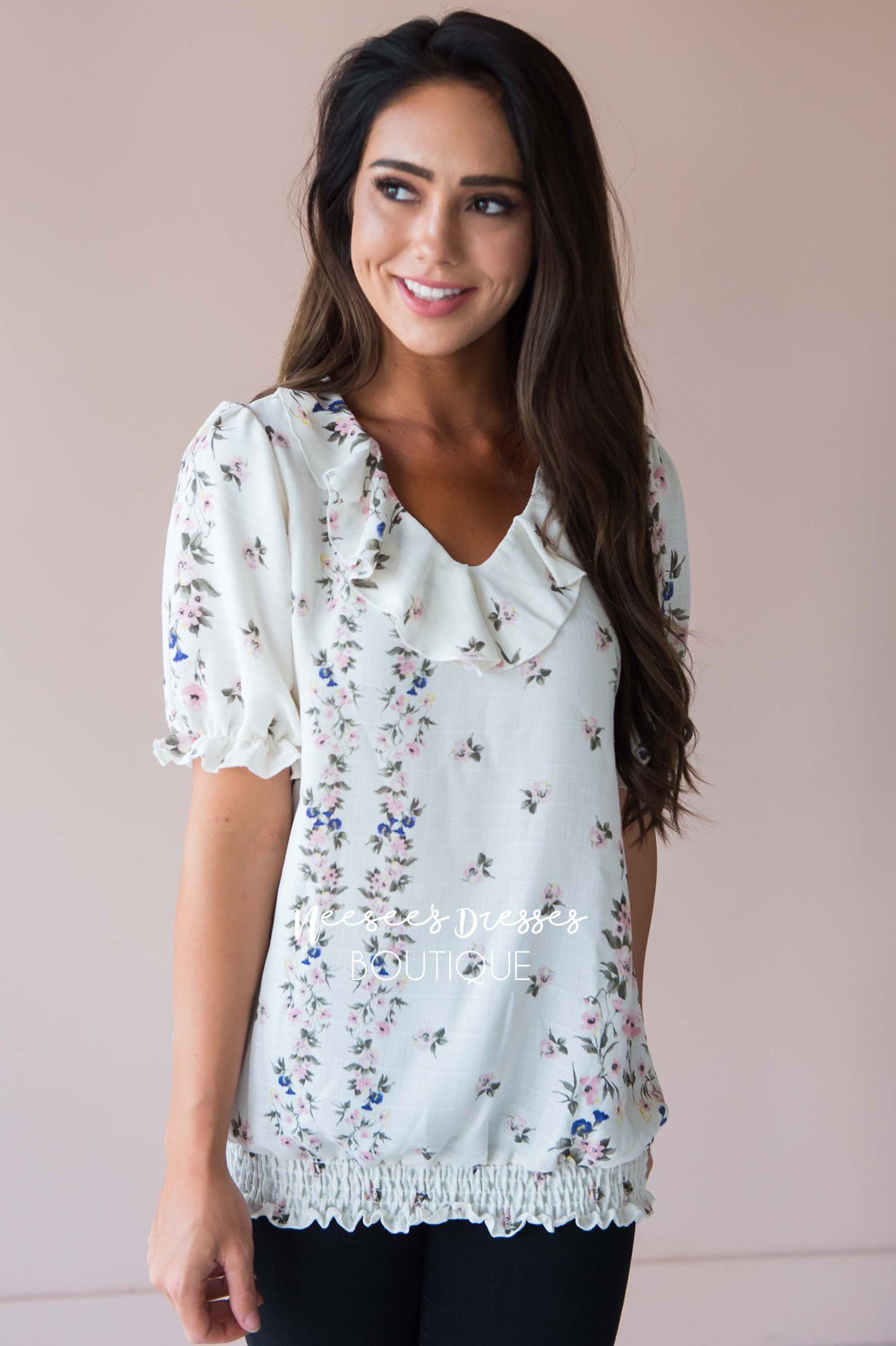 Bring The Fun Ruffle Top Modest Dresses vendor-unknown