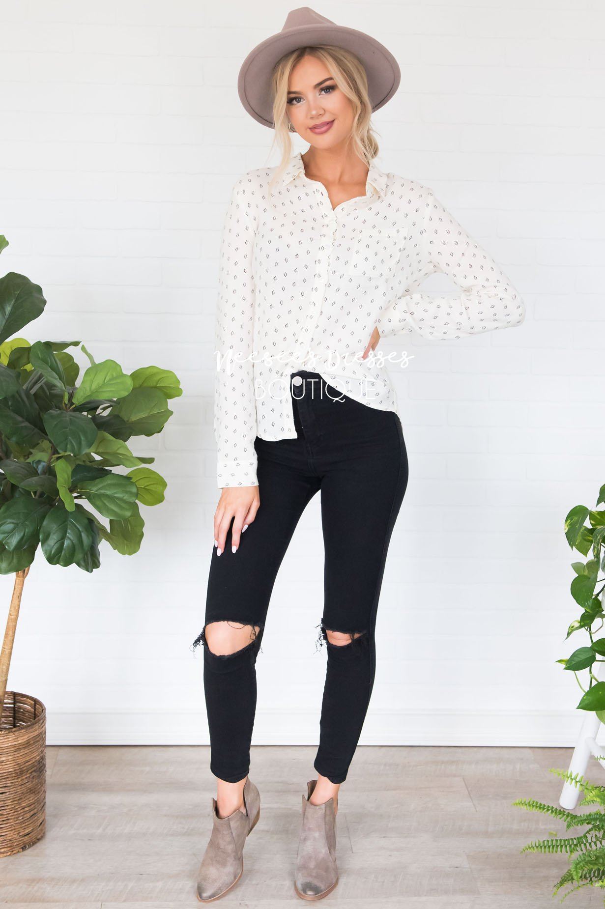 Dream Of Me Button Down Top Tops vendor-unknown