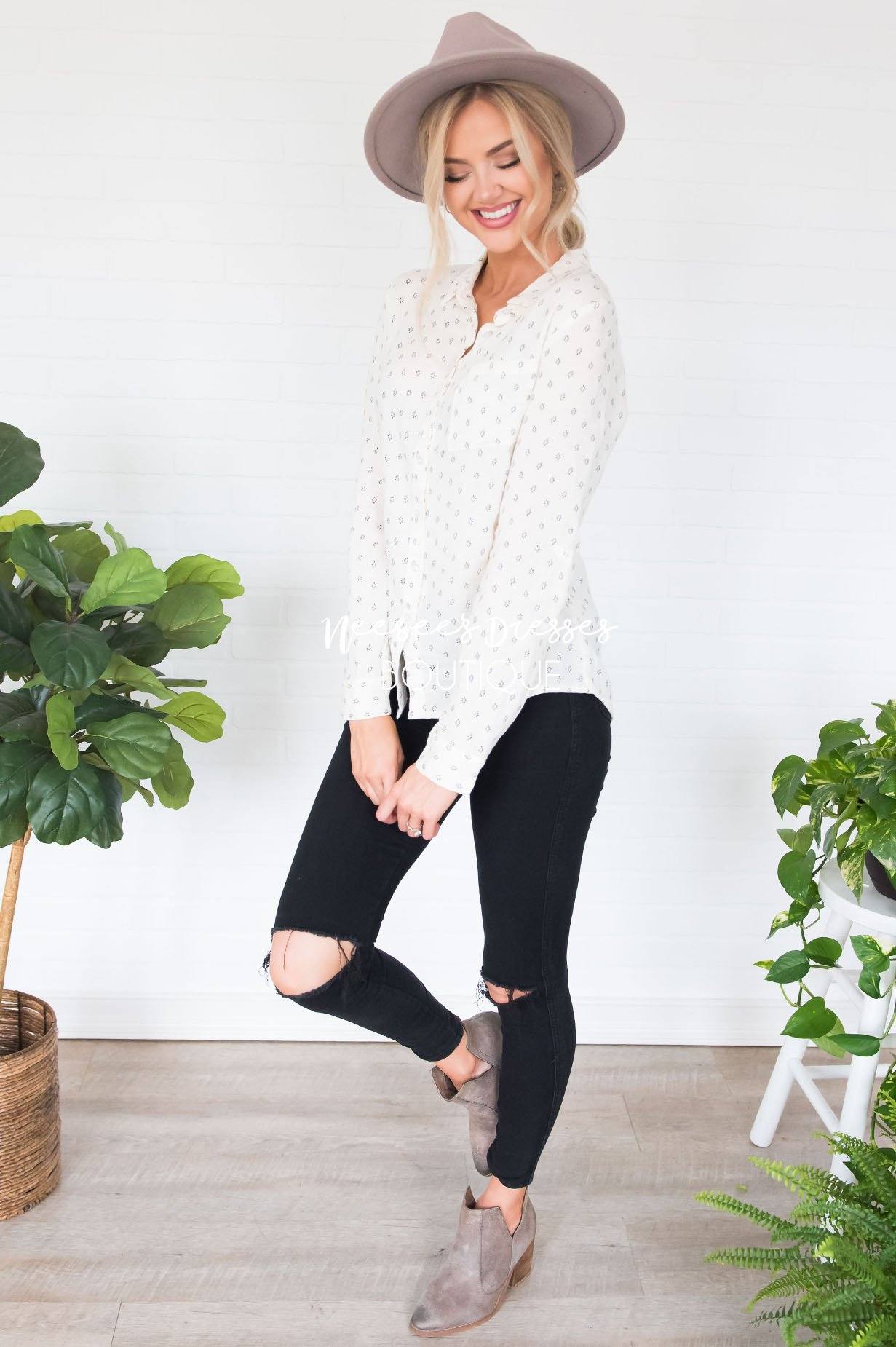 Dream Of Me Button Down Top Tops vendor-unknown