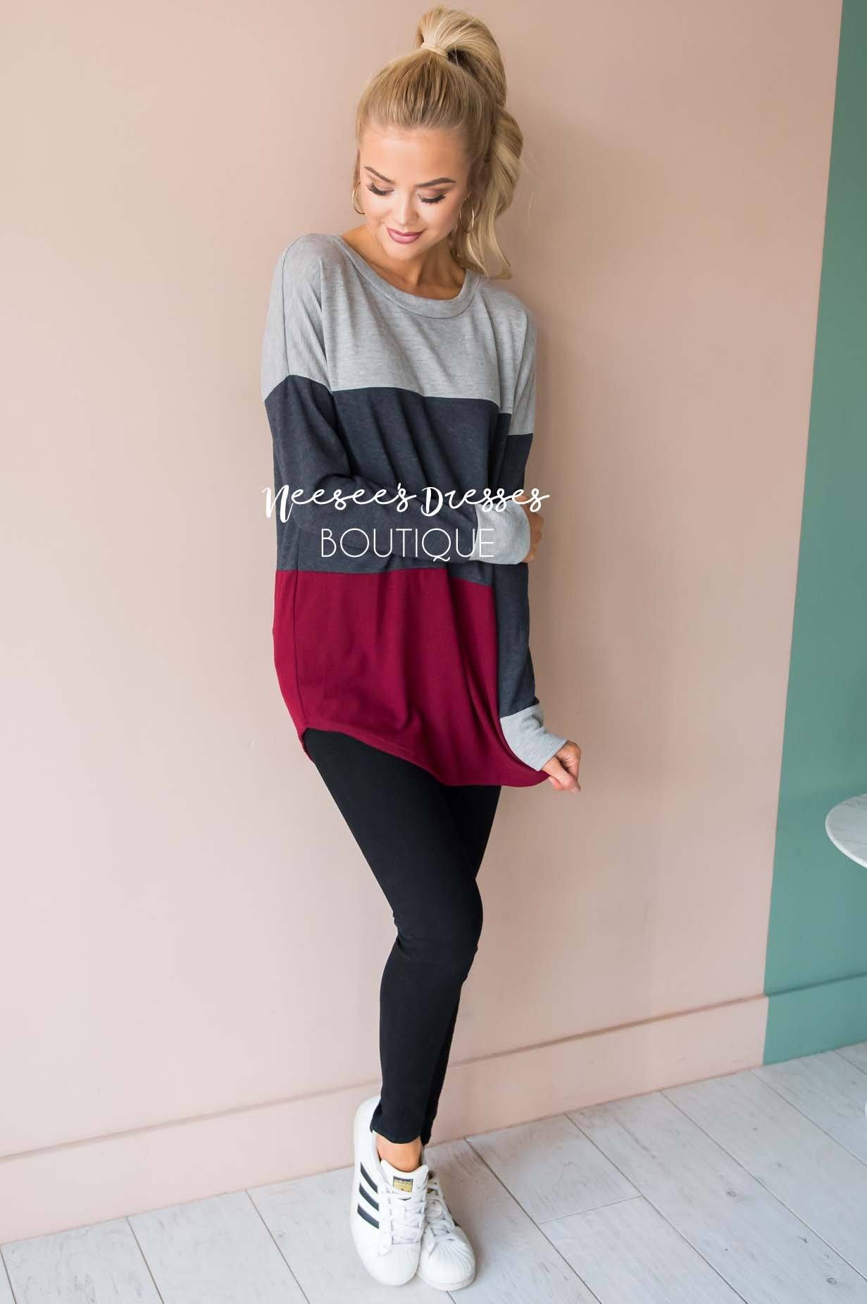 Darling Be Mine Color Block Sweater Modest Dresses vendor-unknown
