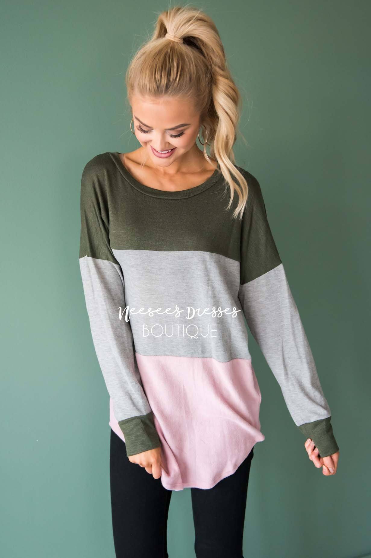 Darling Be Mine Color Block Sweater Modest Dresses vendor-unknown