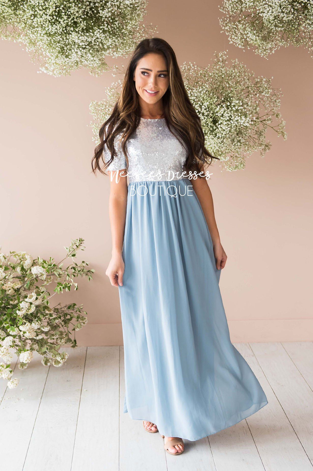 The Elsa in Dusty Blue Modest Dresses vendor-unknown