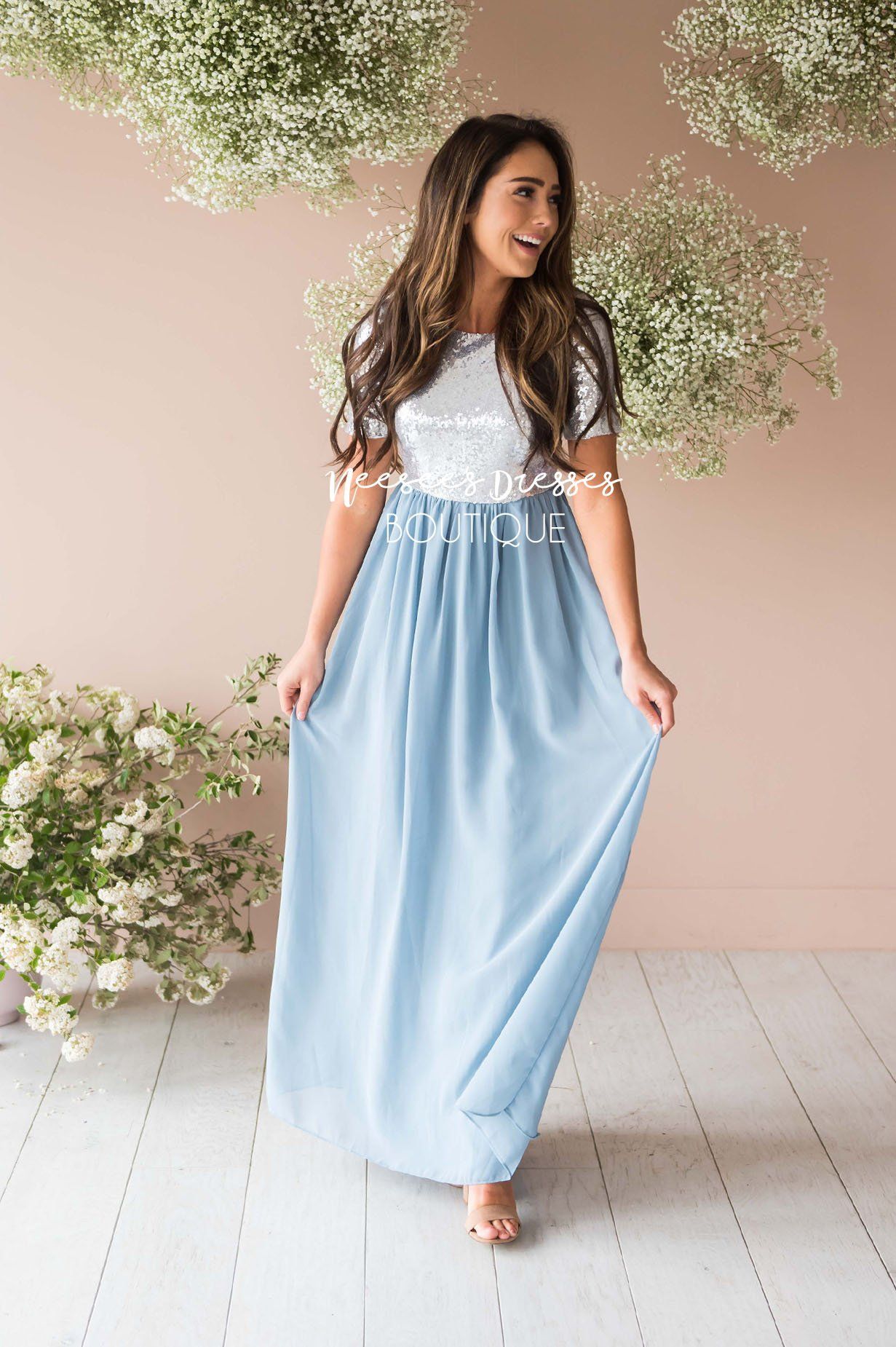 The Elsa in Dusty Blue Modest Dresses vendor-unknown