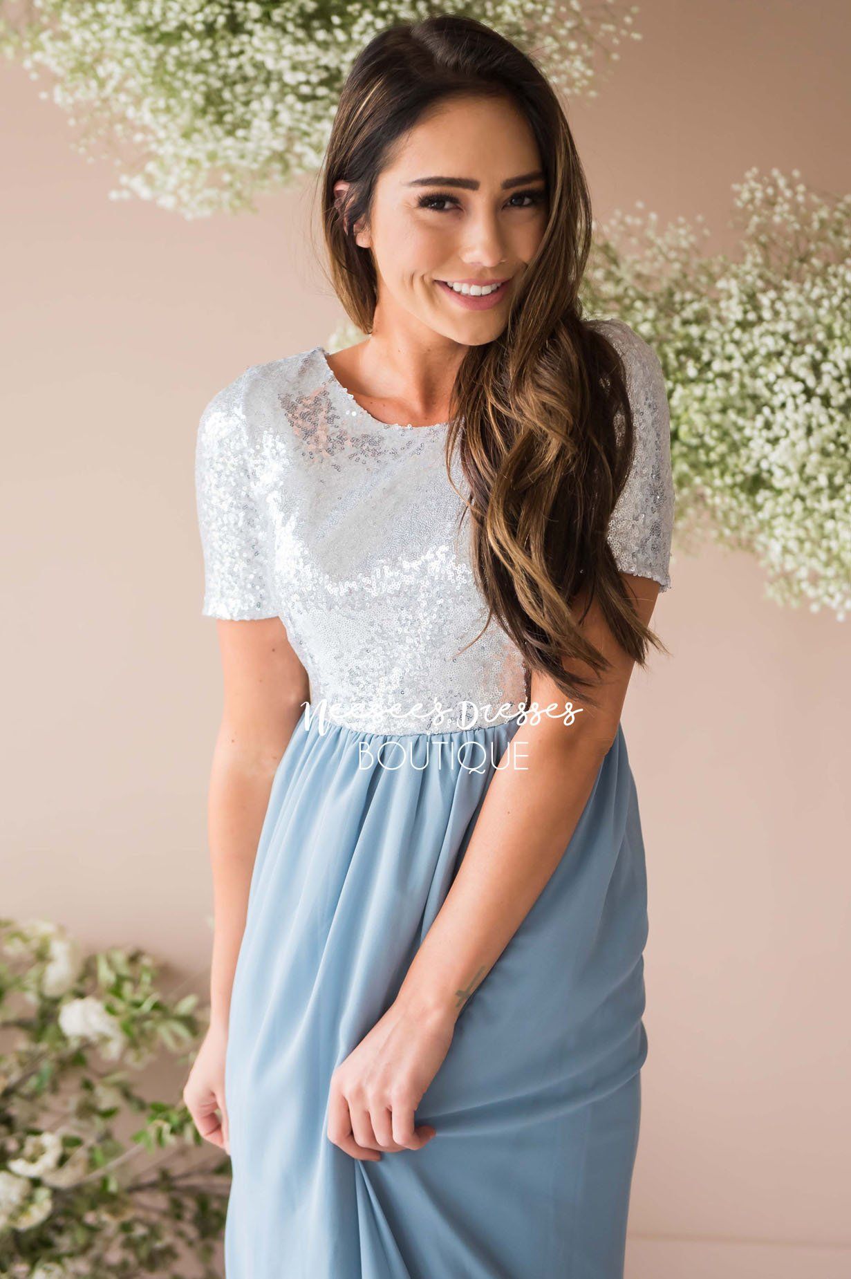 The Elsa in Dusty Blue Modest Dresses vendor-unknown