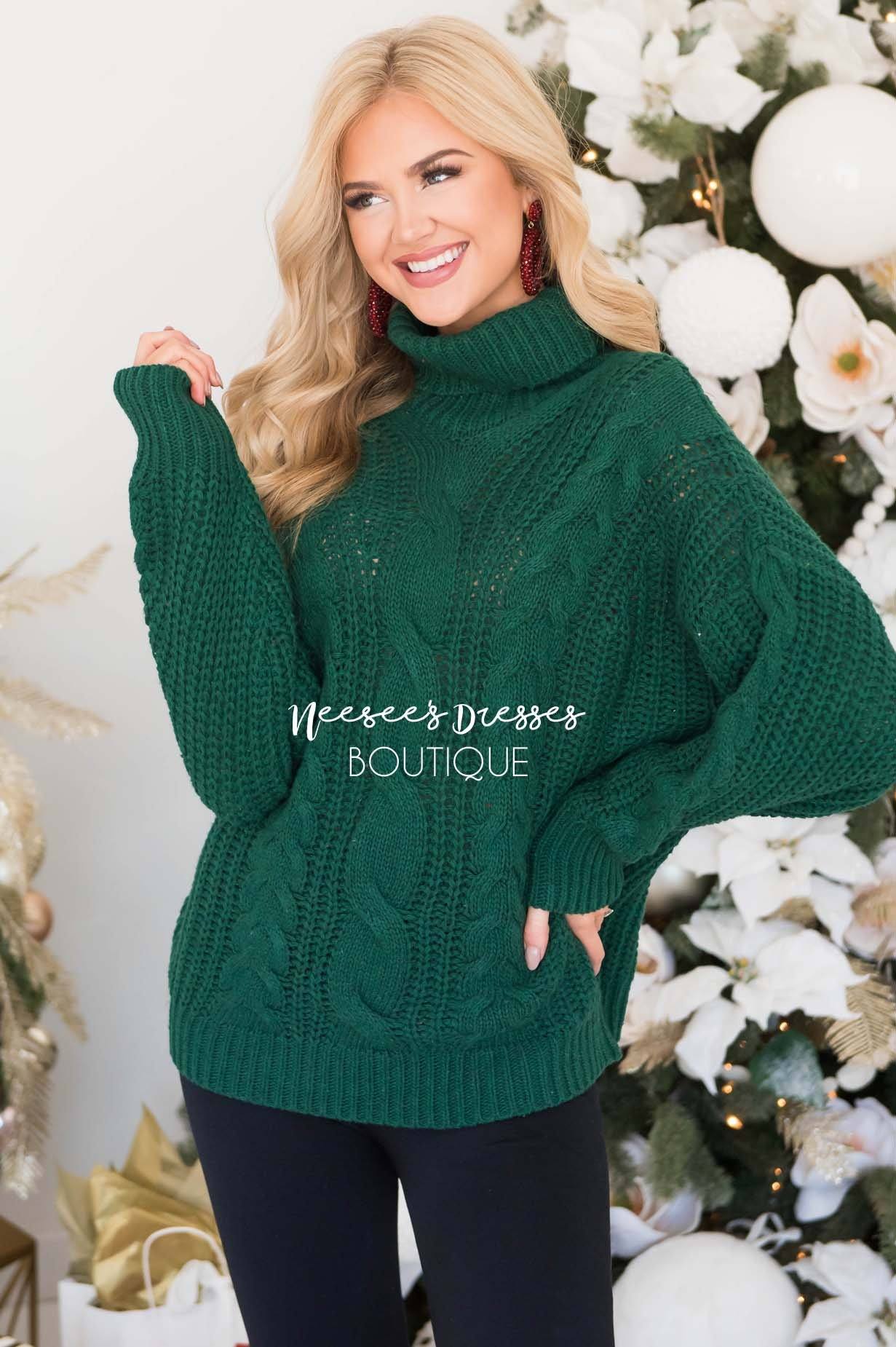 Blessed Heart Cable Knit Sweater Modest Dresses vendor-unknown