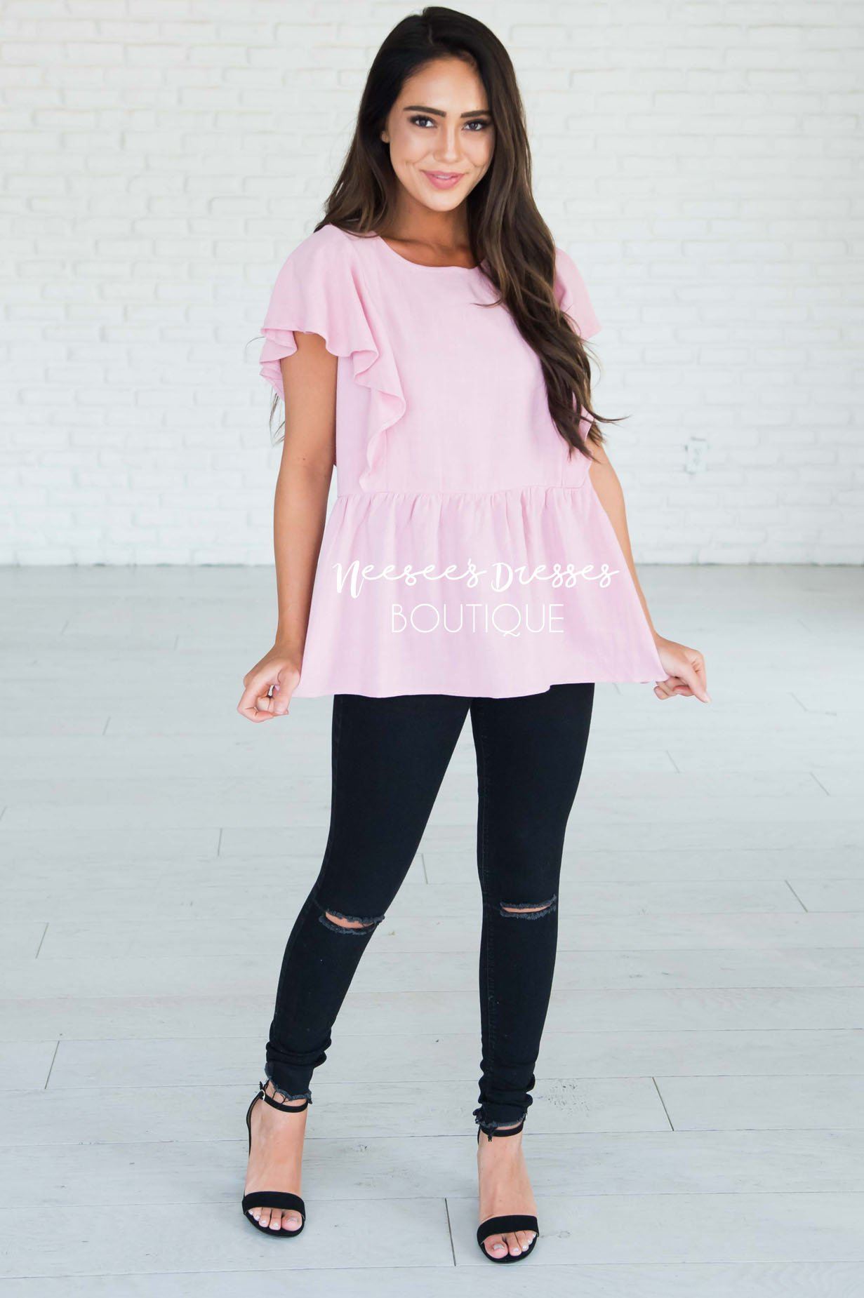 Thankful Heart Peplum Modest Dresses vendor-unknown