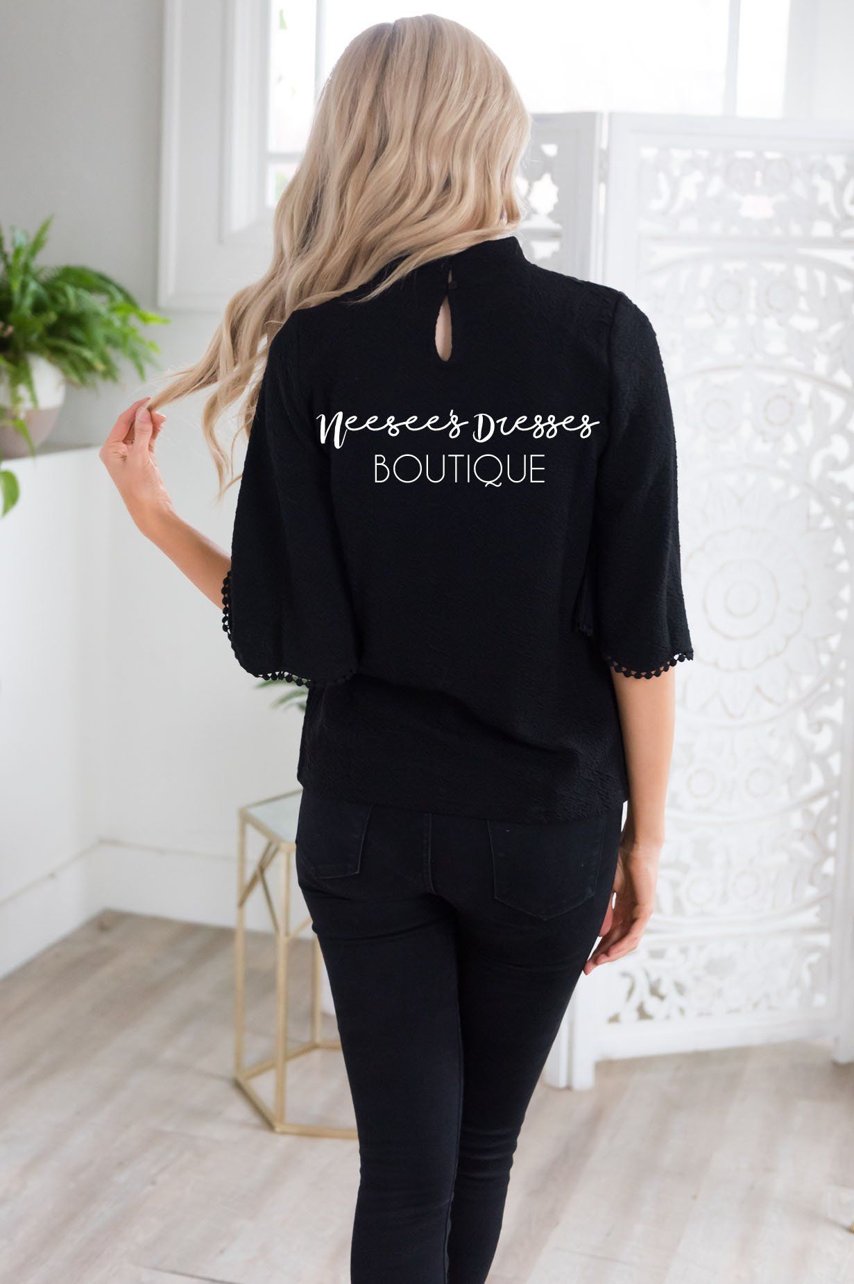 Hello There Ruffle Sleeve Blouse Tops vendor-unknown