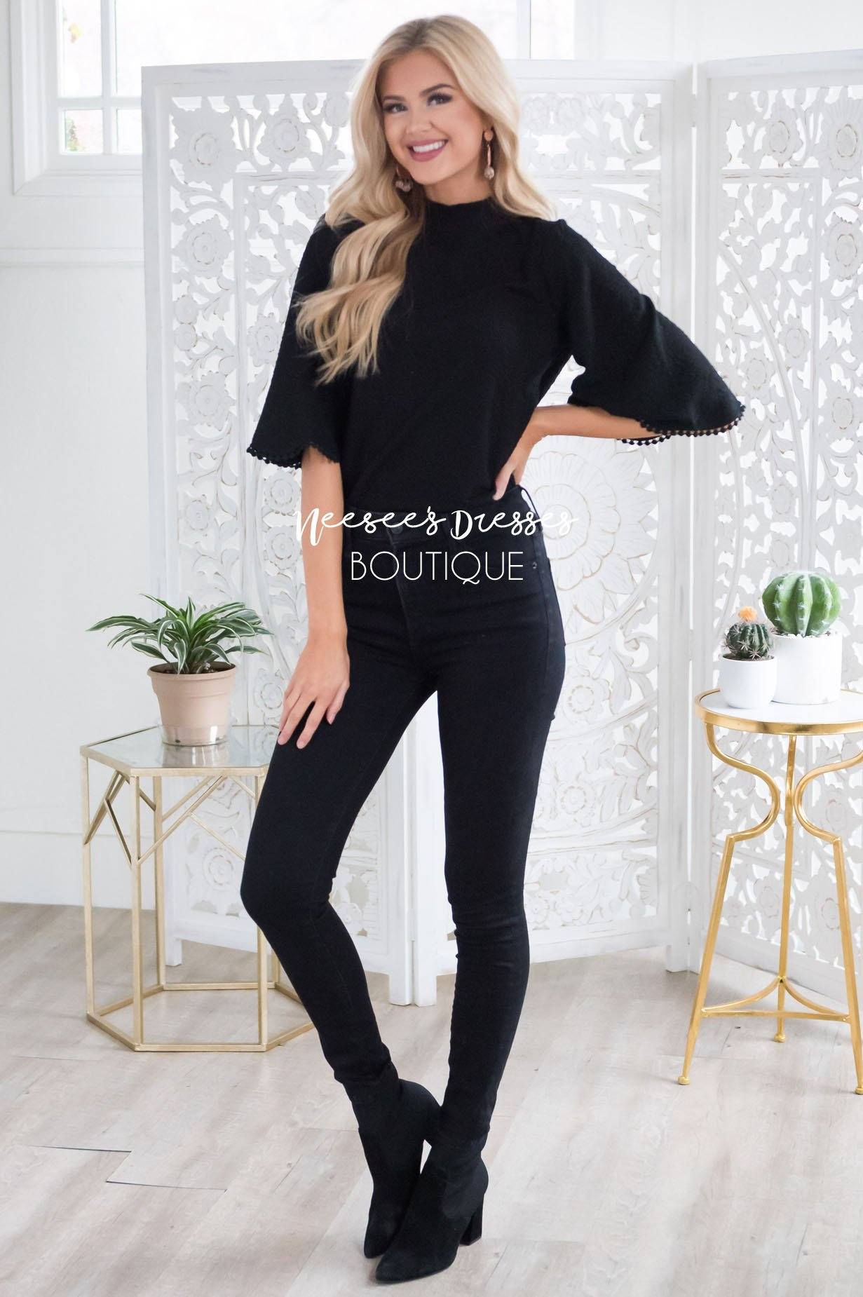 Hello There Ruffle Sleeve Blouse Tops vendor-unknown