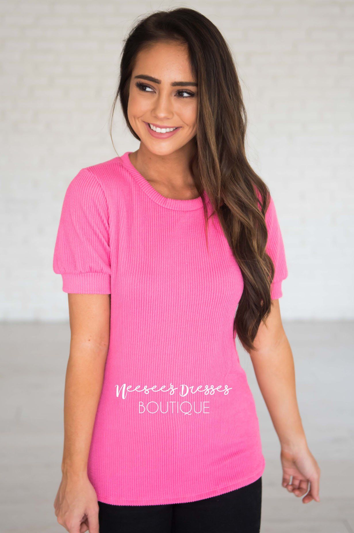 Clear Your Schedule Puff Sleeve Top Modest Dresses vendor-unknown