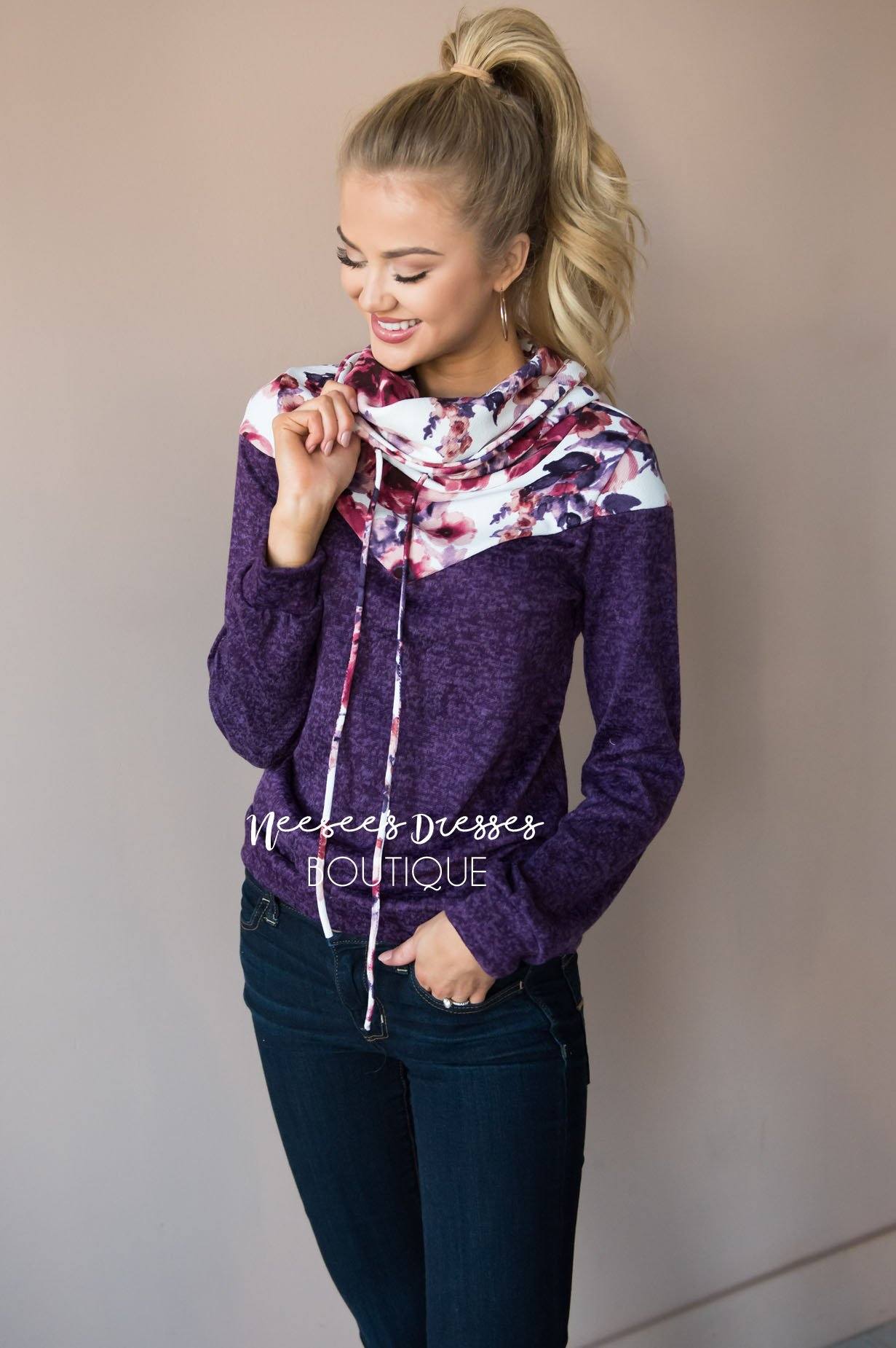 Humble and Honest Floral Hoodie Modest Dresses vendor-unknown