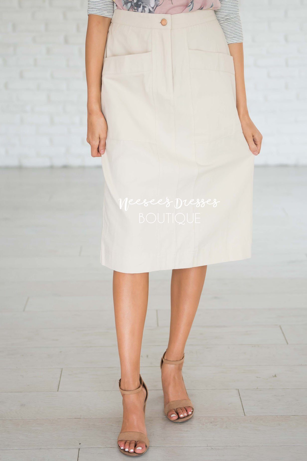 It's Never Too Late Two Pocket Skirt Modest Dresses vendor-unknown