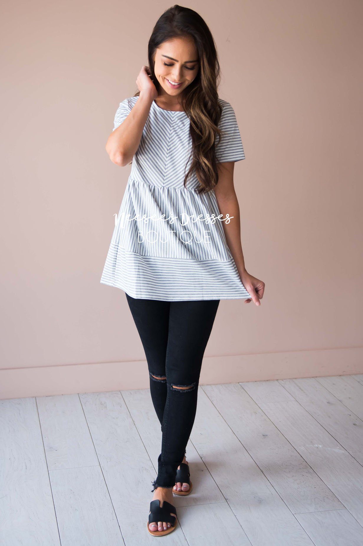 Sophisticated Heart Peplum Top Modest Dresses vendor-unknown