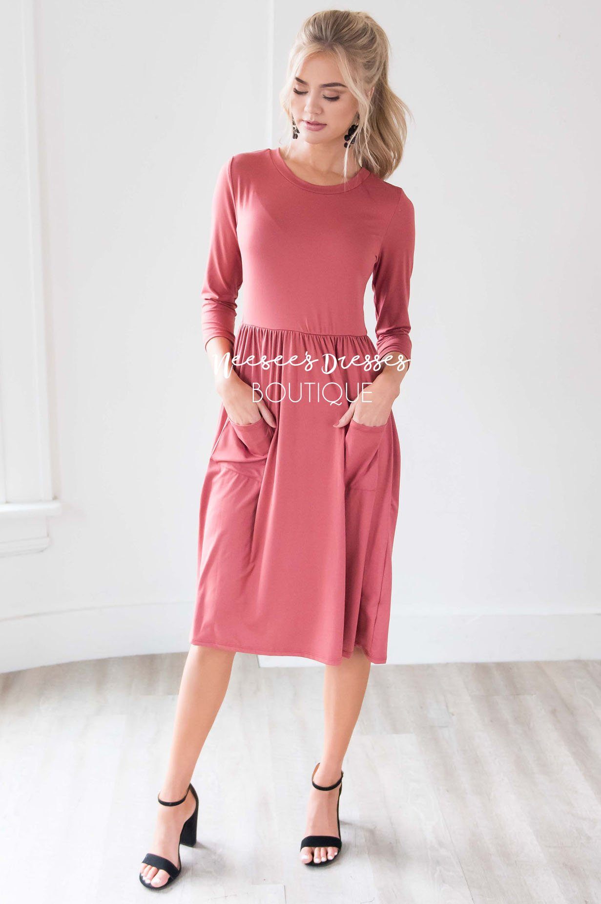 The Poppy 3/4 Length Sleeves Modest Dresses vendor-unknown