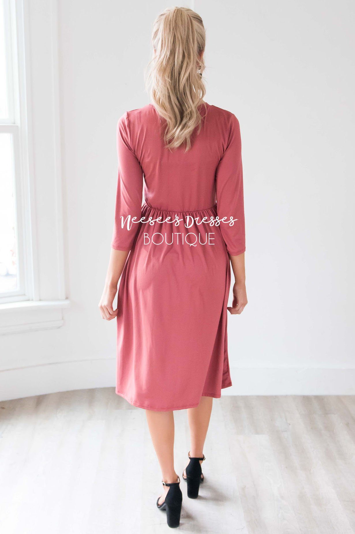 The Poppy 3/4 Length Sleeves Modest Dresses vendor-unknown