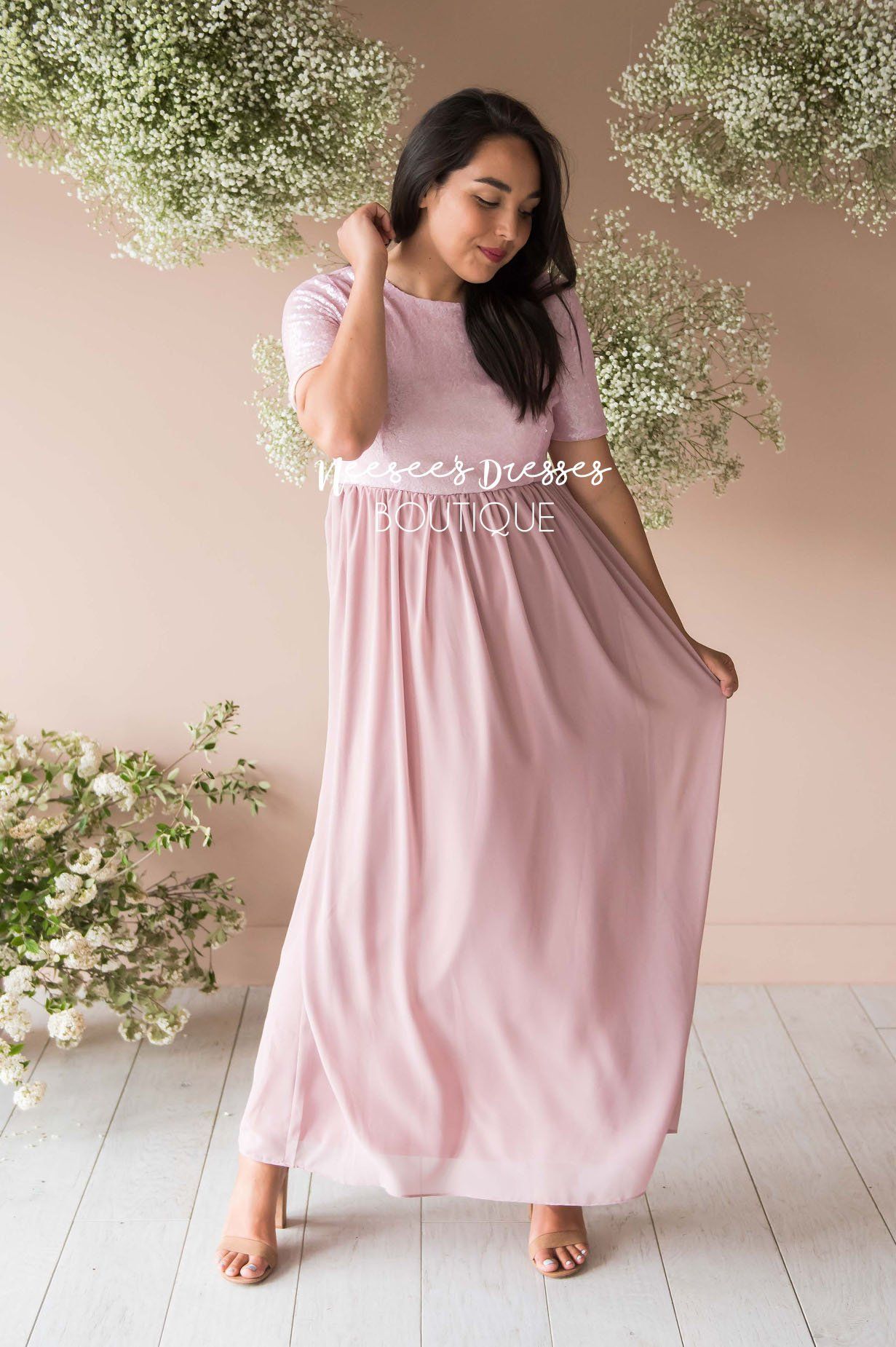 The Elsa in Dusty Pink Modest Dresses vendor-unknown