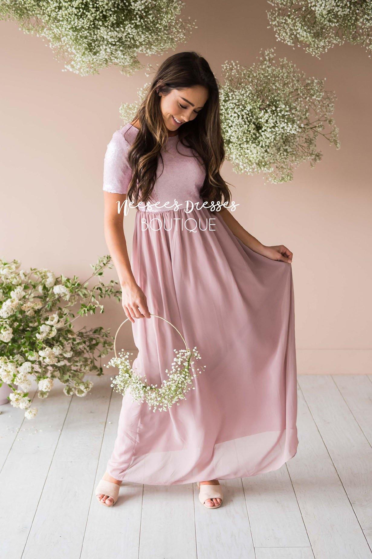 The Elsa in Dusty Pink Modest Dresses vendor-unknown