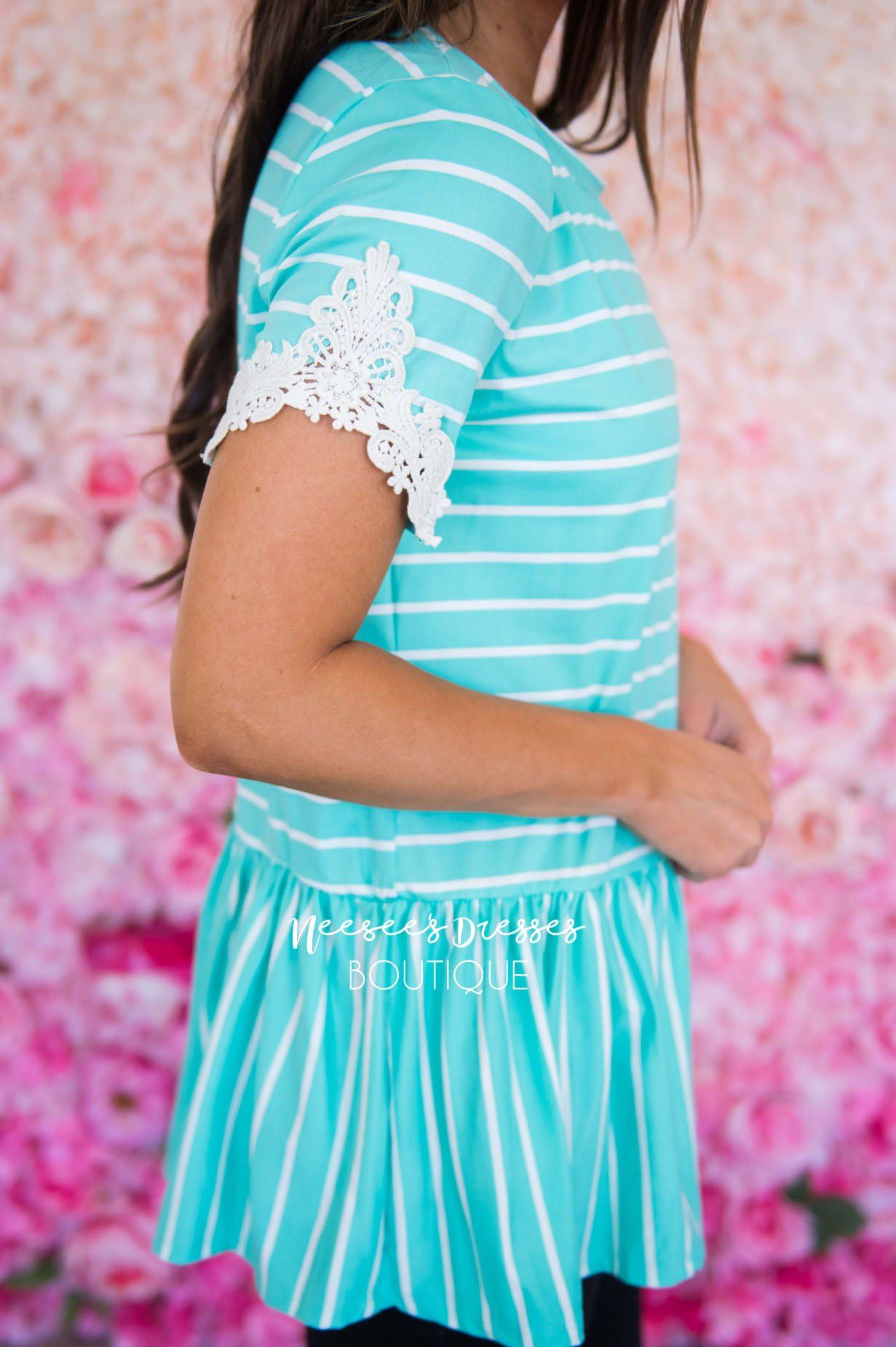 Be Bold Crochet Sleeve Top Modest Dresses vendor-unknown