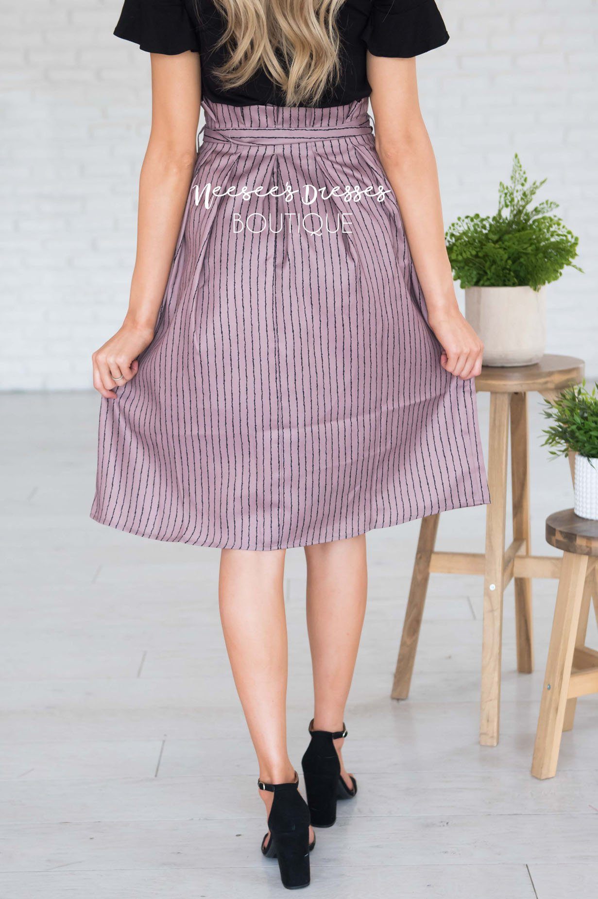 Forever Stylish Tie Waist Skirt Modest Dresses vendor-unknown