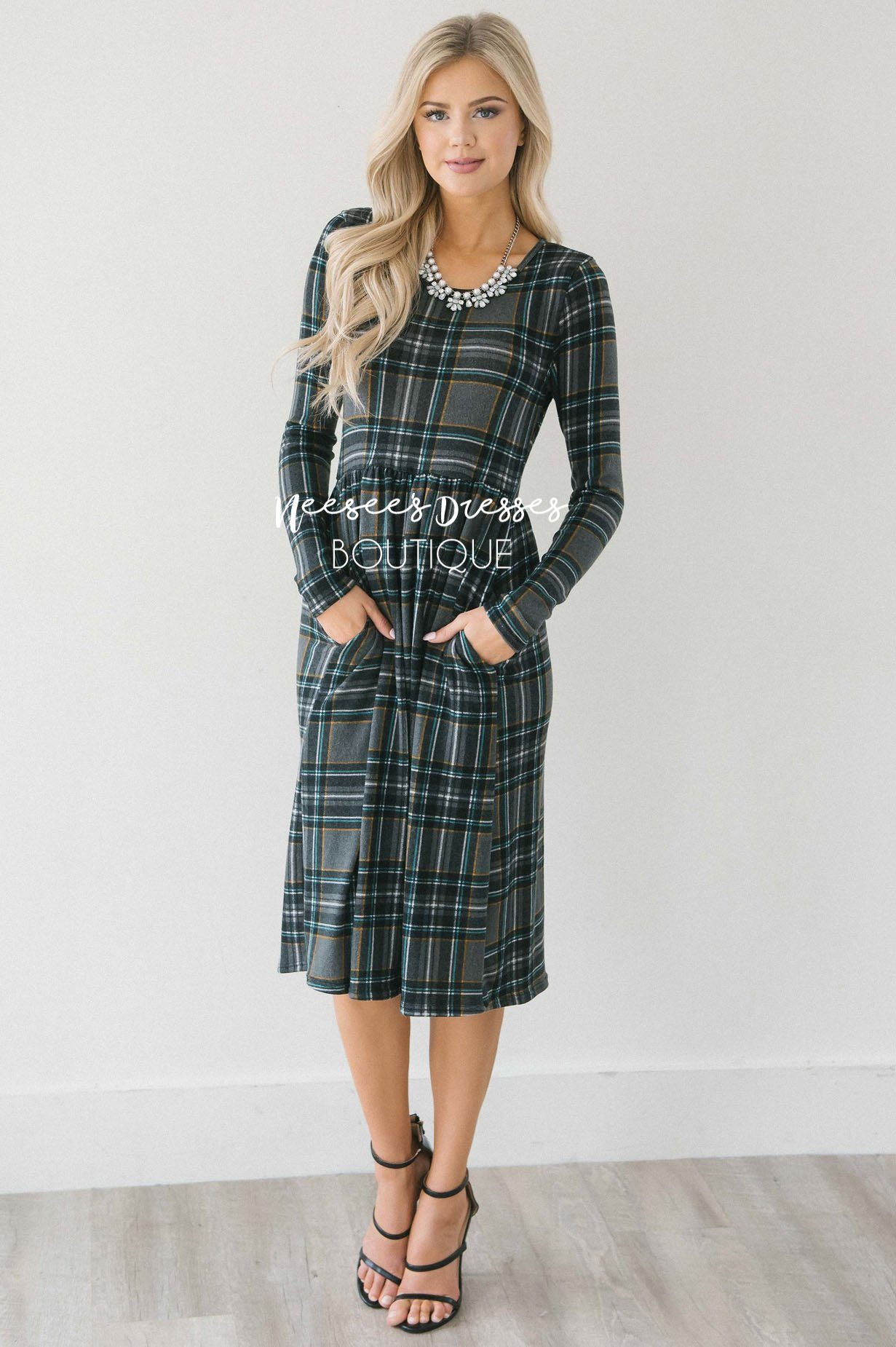The Nellie Plaid Dress Modest Dresses vendor-unknown