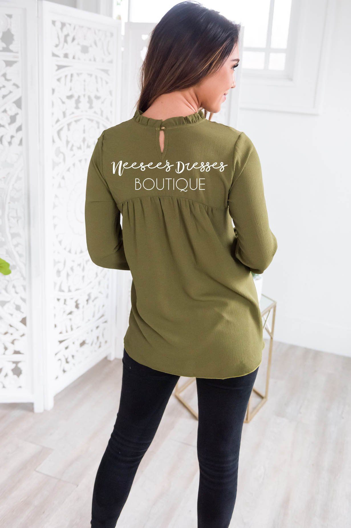 Made Of Magic Ruffled Mock Neck Top Modest Dresses vendor-unknown