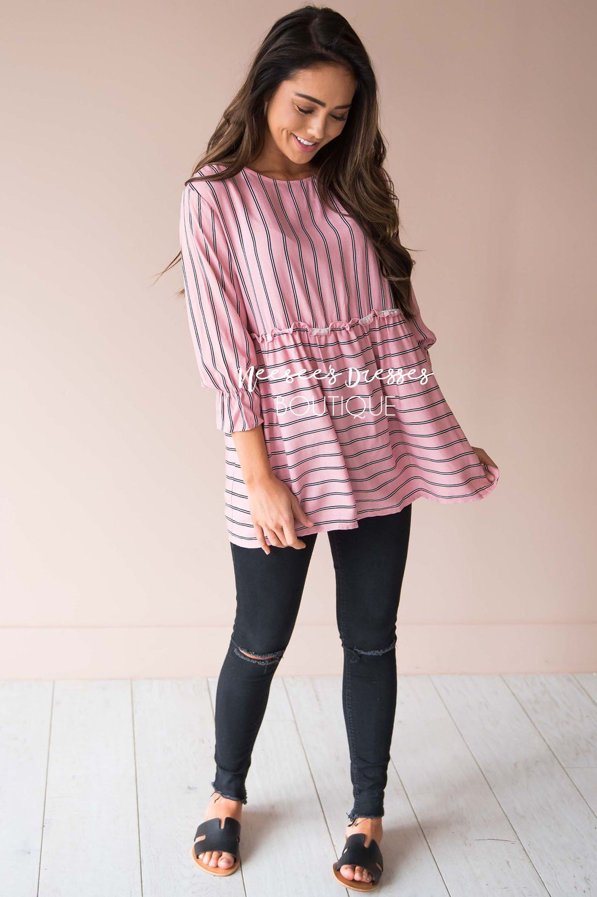 Always Remember Me Striped Top Modest Dresses vendor-unknown