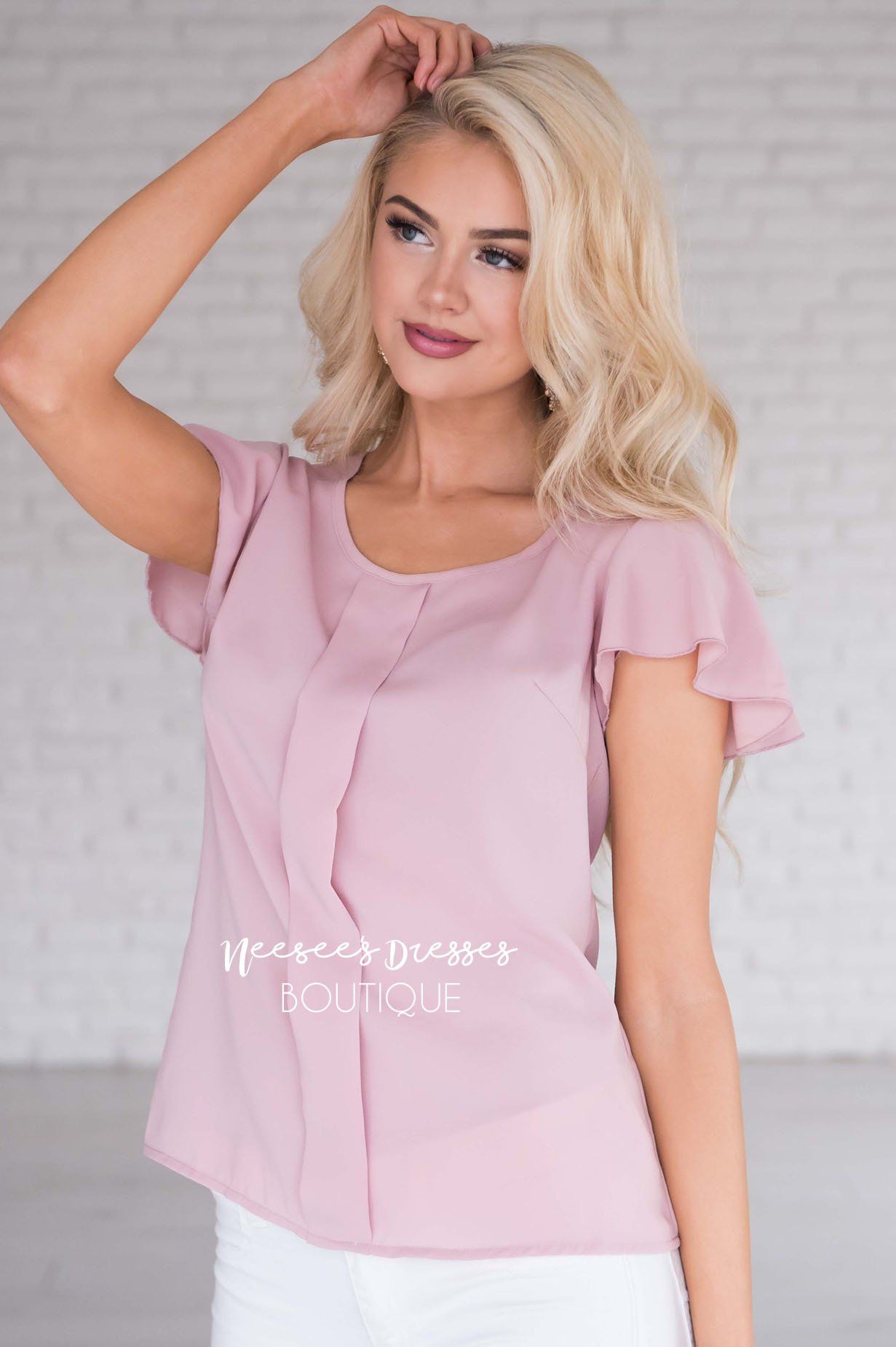 Tea Party Single Pleat Blouse Modest Dresses vendor-unknown
