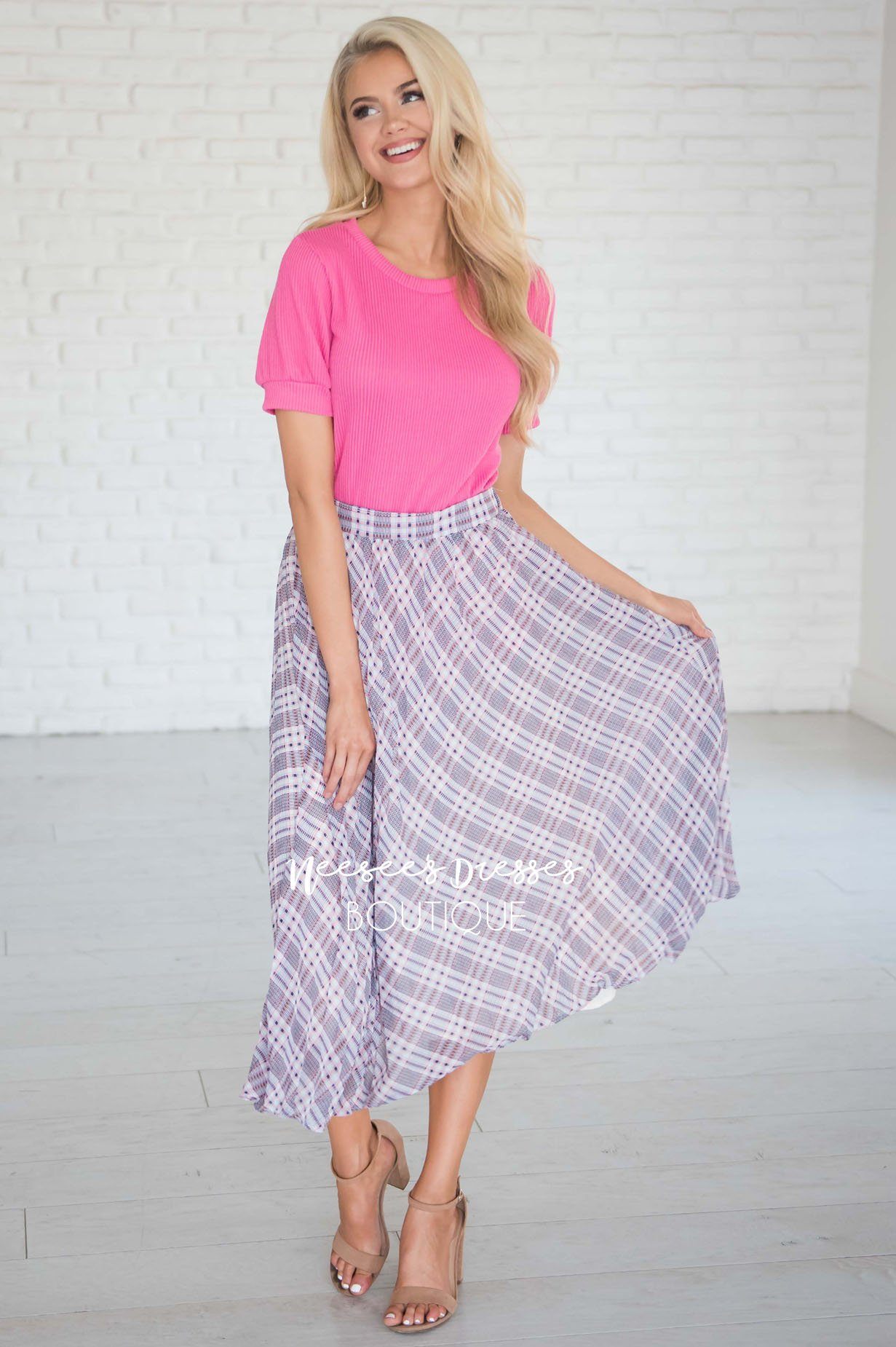 Weekend Wishes Pleated Skirt Modest Dresses vendor-unknown