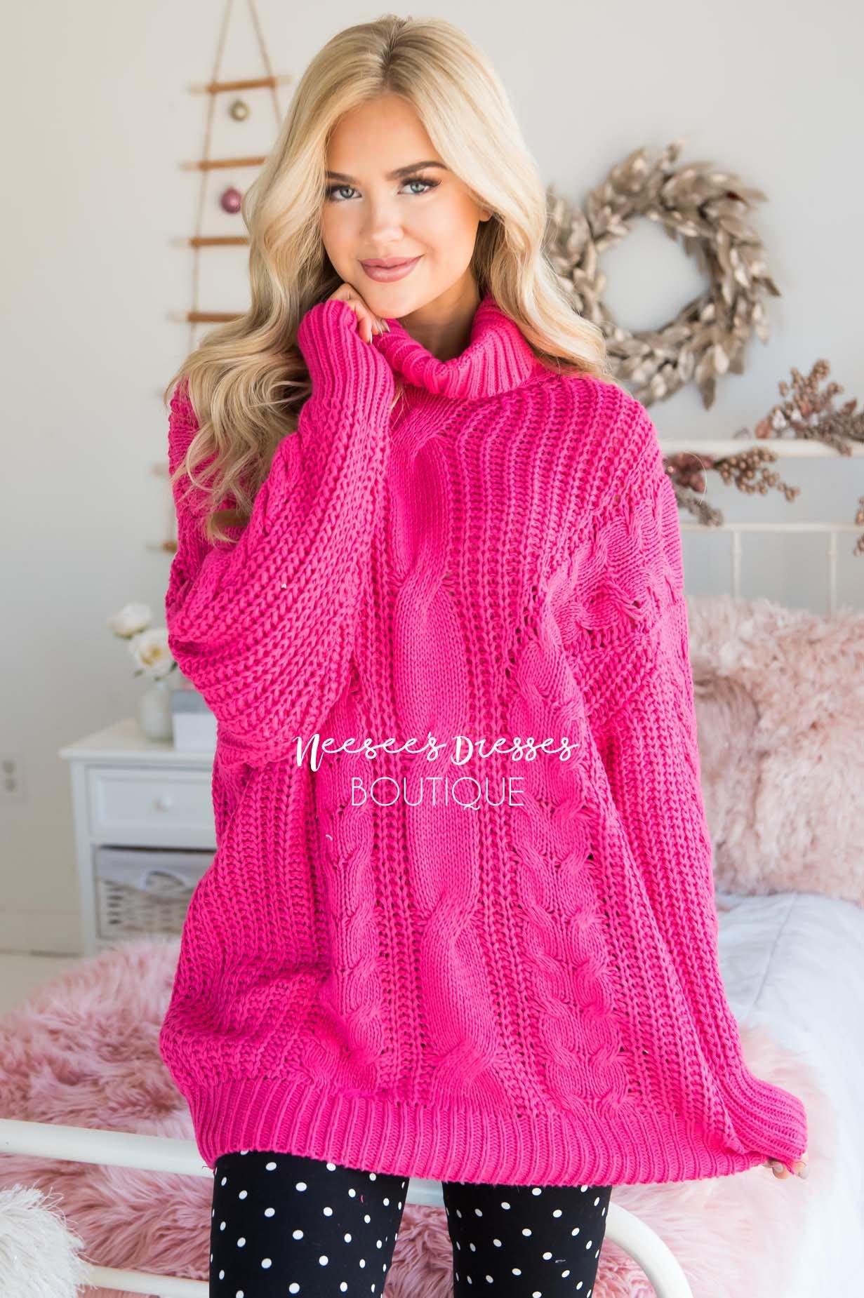 Blessed Heart Cable Knit Sweater Modest Dresses vendor-unknown