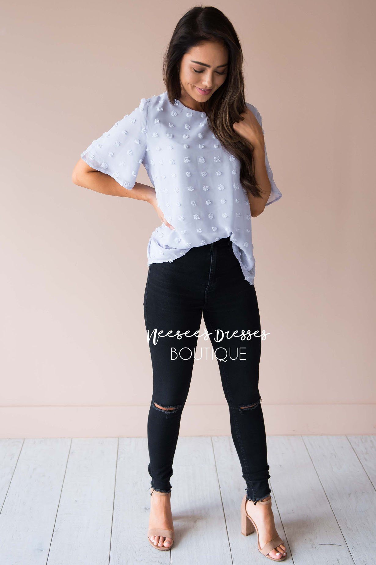 Stunning Swiss Dot Blouse Tops vendor-unknown