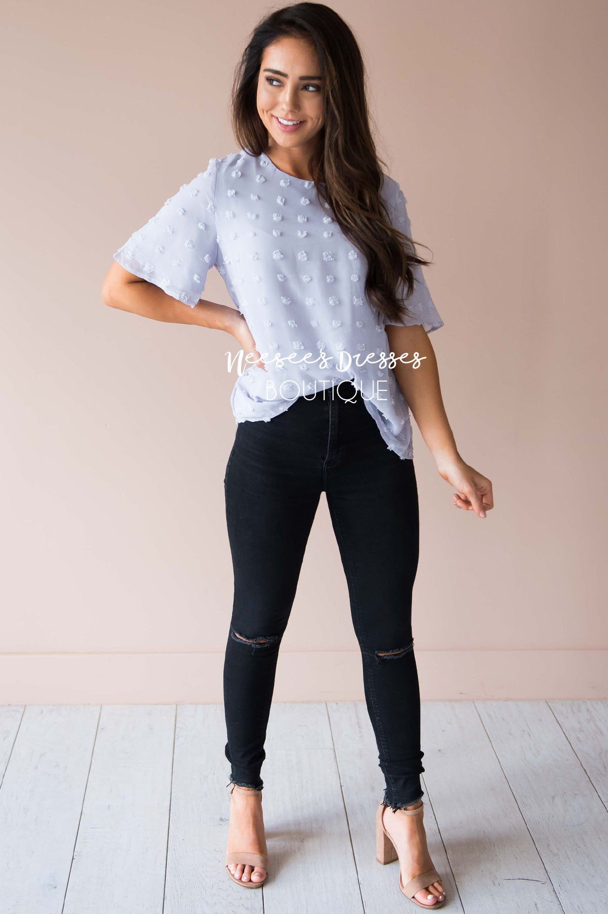 Stunning Swiss Dot Blouse Tops vendor-unknown